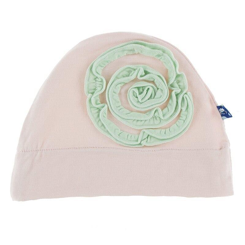 Solid Bamboo Ruffle Flower Hat - Macaroon with Pistachio