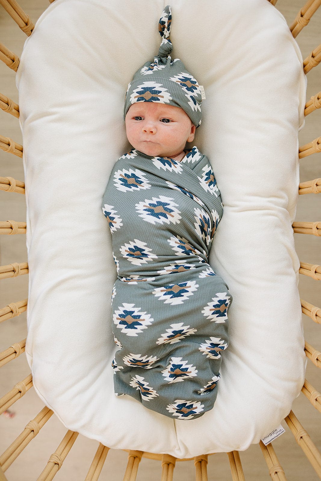 Southwest Aztec Ribbed Bamboo Stretch Swaddle - Image 2