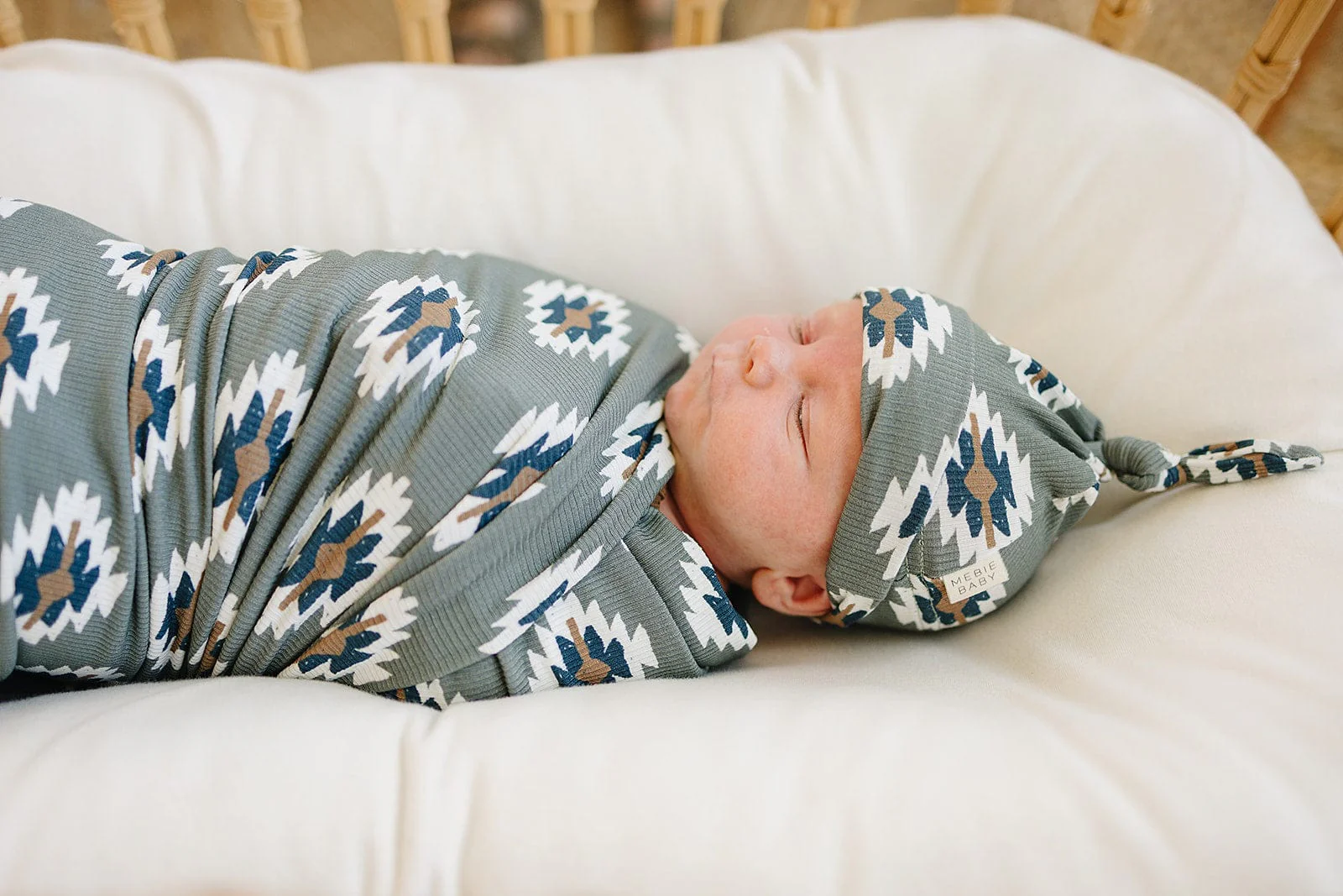 Southwest Aztec Ribbed Bamboo Stretch Swaddle - Image 3
