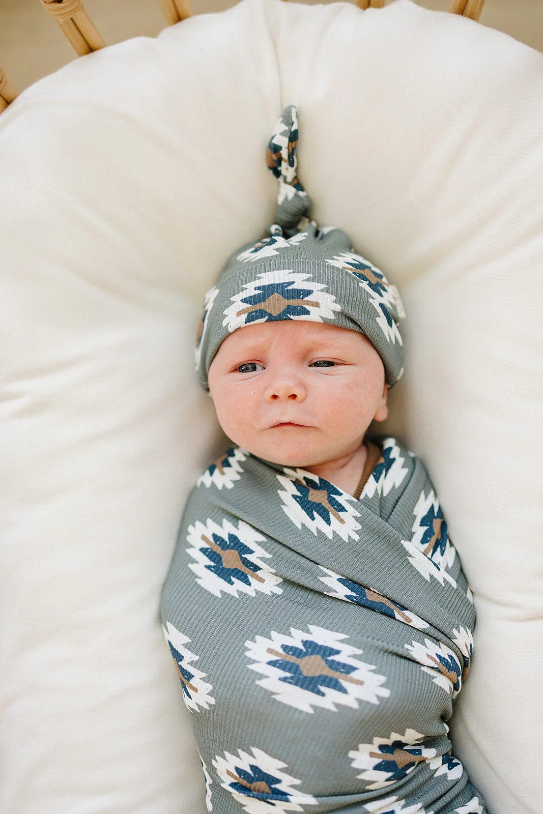 Southwest Aztec Ribbed Bamboo Stretch Swaddle - Image 4