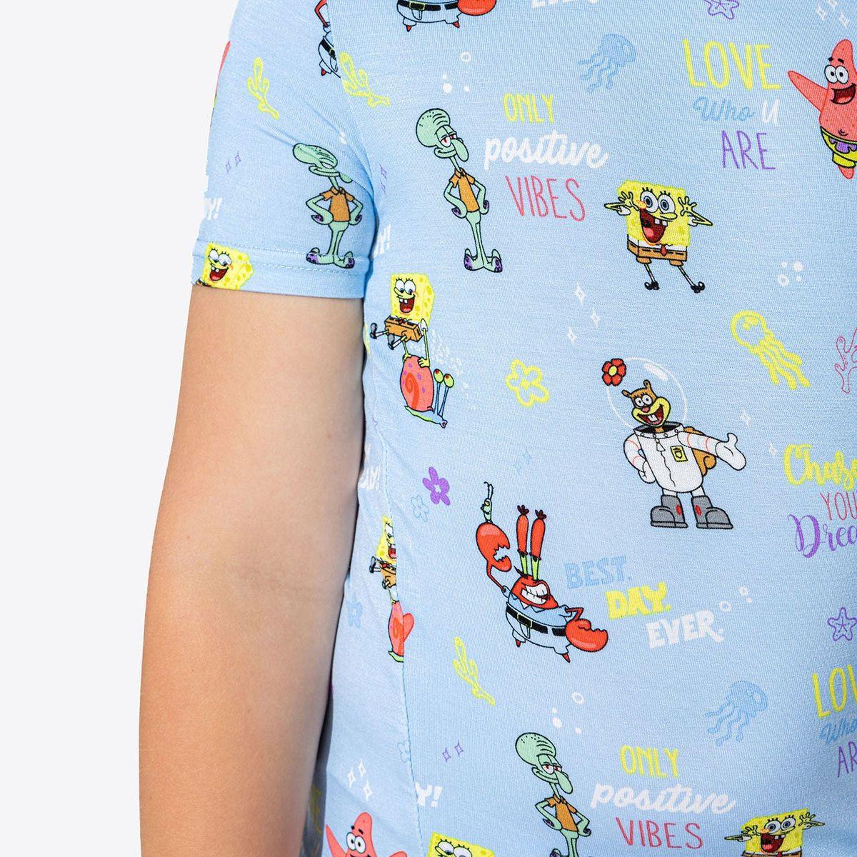 Sponge Bob SquarePants Bamboo Short Sleeve Pajama Set - Blue - Image 3