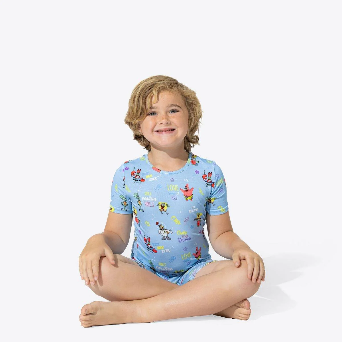 Sponge Bob SquarePants Bamboo Short Sleeve Pajama Set - Blue - Image 4