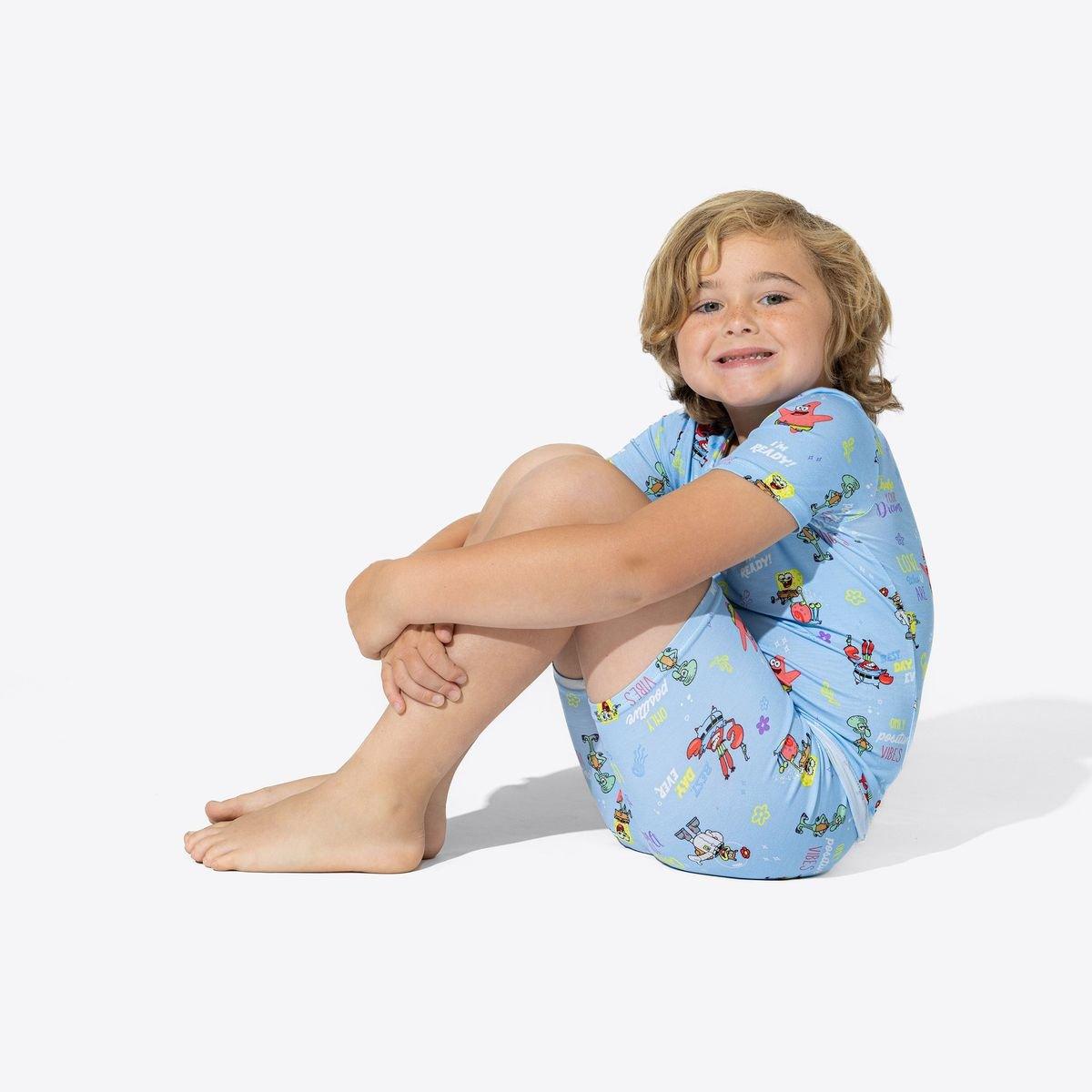 Sponge Bob SquarePants Bamboo Short Sleeve Pajama Set - Blue - Image 5