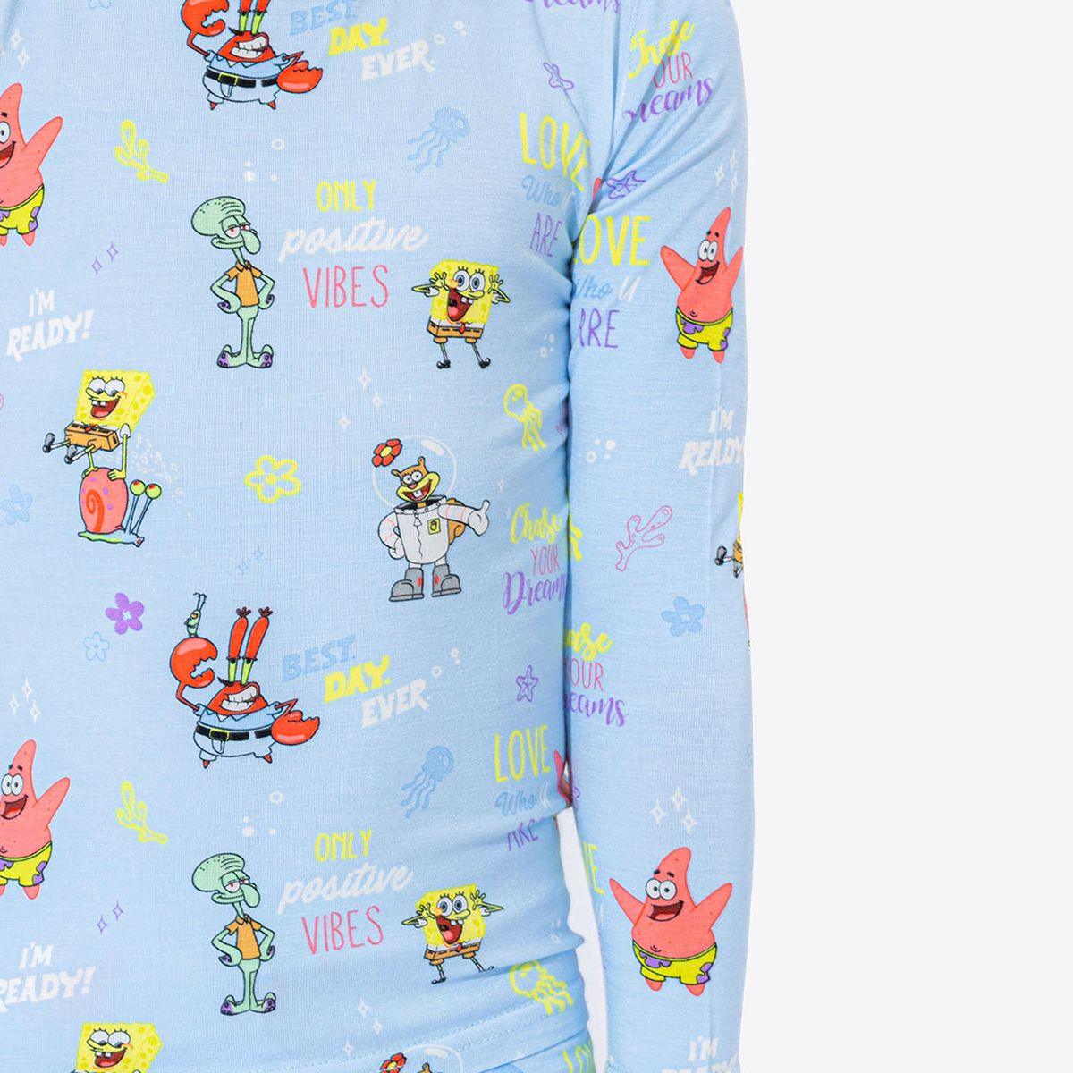 Sponge Bob SquarePants Bamboo Long Sleeve Pajama Set - Blue - Image 3