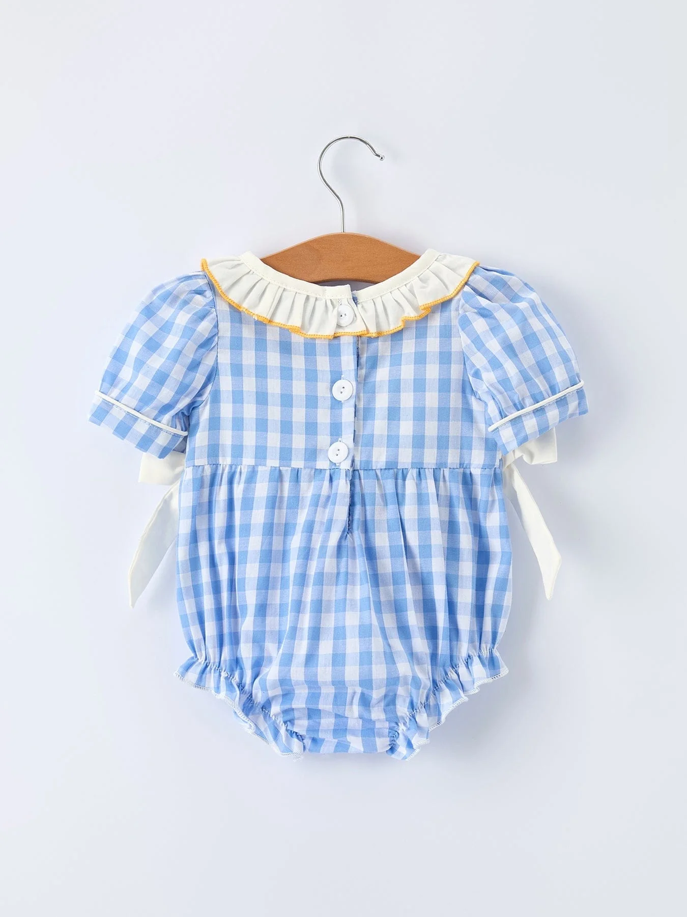 Spring Daisy Bow Smocked Baby Girl Romper - Image 2