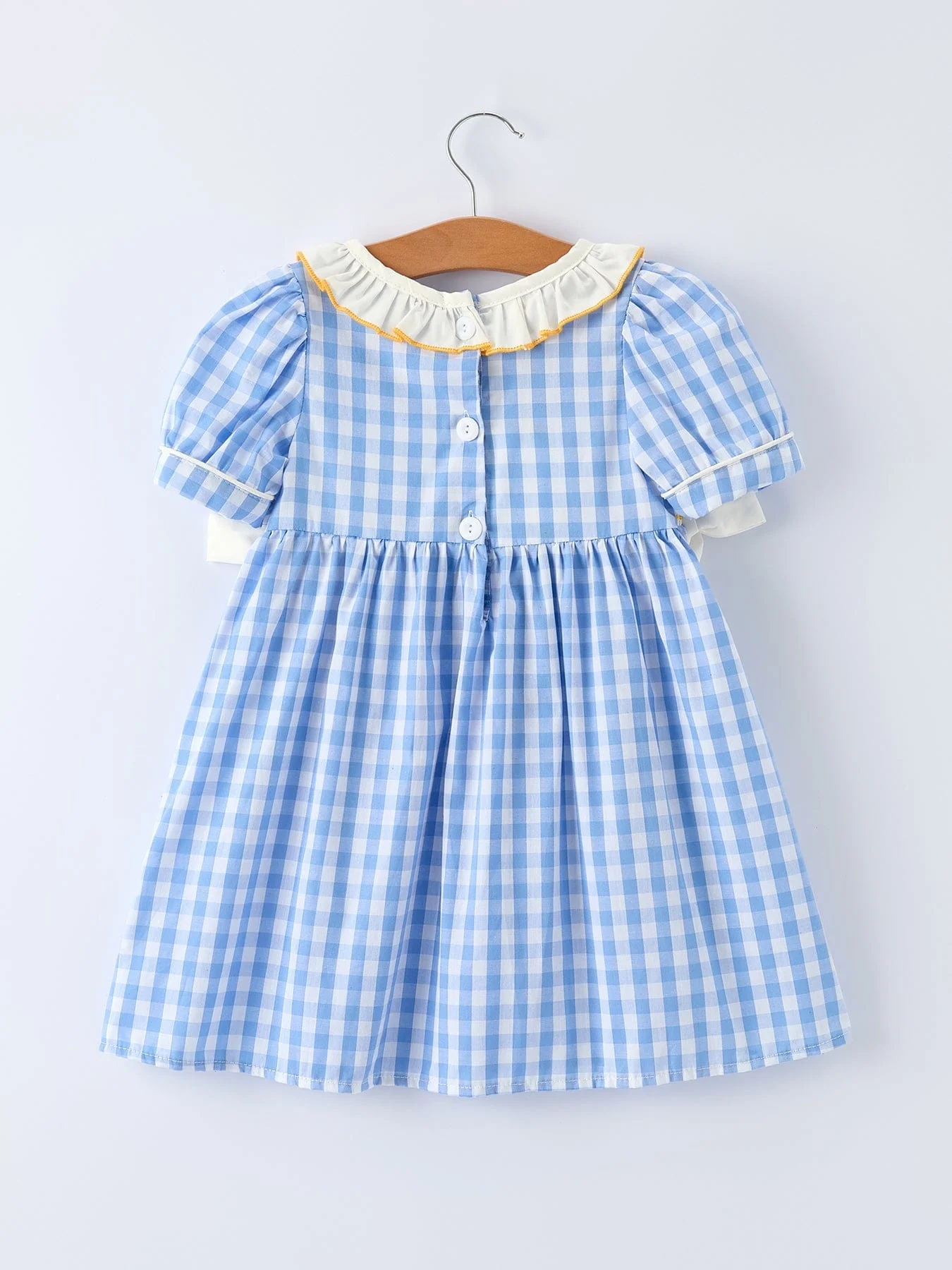 Spring Daisy Bow Smocked Toddler Girl Dress - Image 2