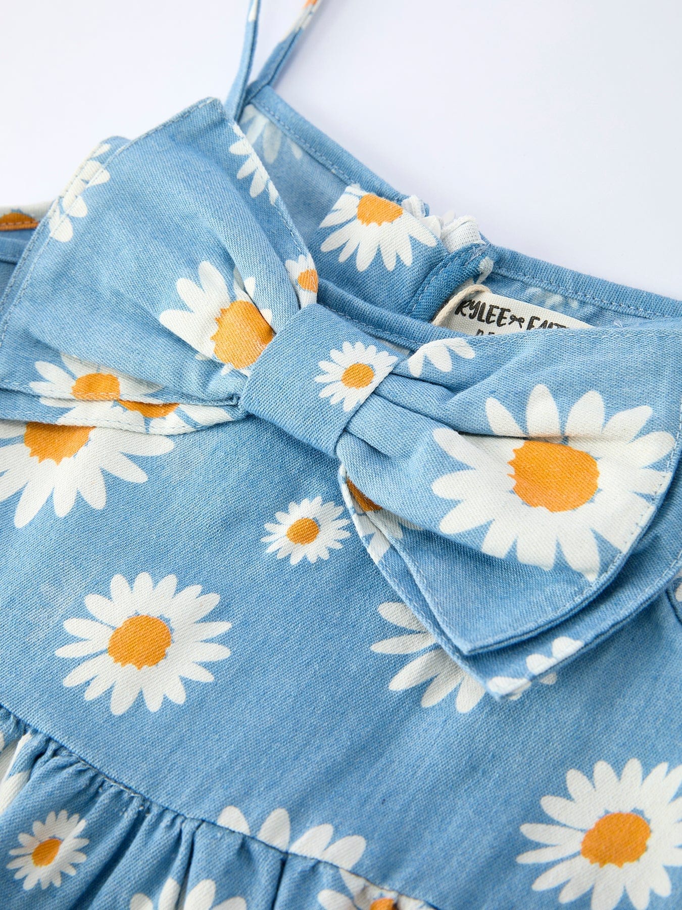 Spring Daisy Girls' Blue Dress - Image 3