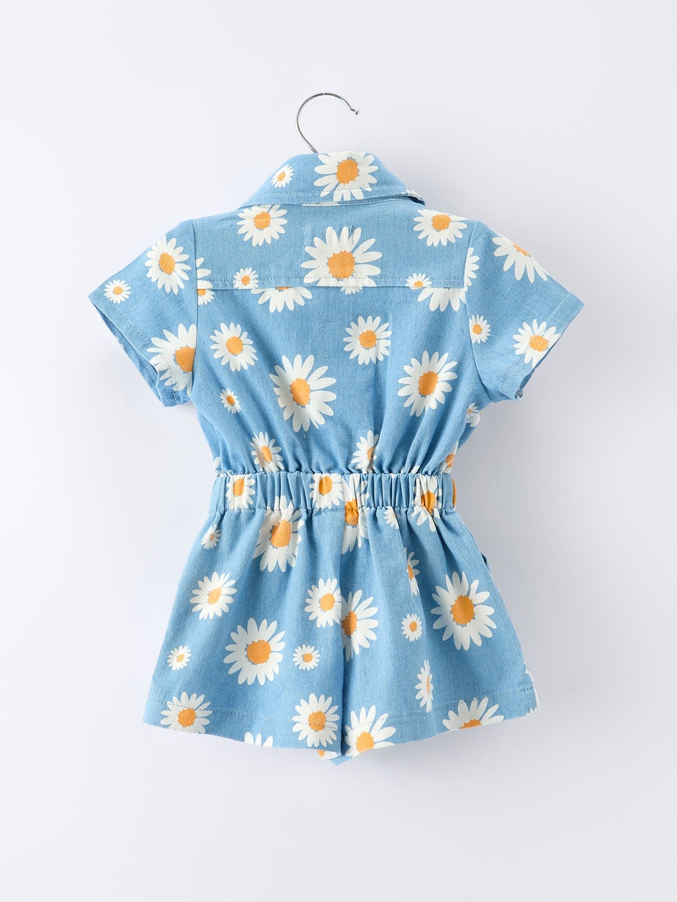 Spring Daisy Print Girls Blue Jumpsuit - Image 2