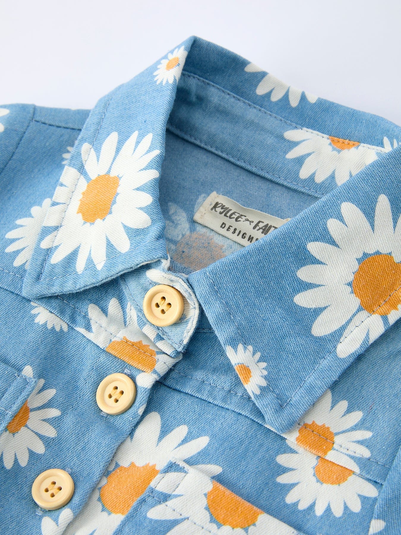 Spring Daisy Print Girls Blue Jumpsuit - Image 3