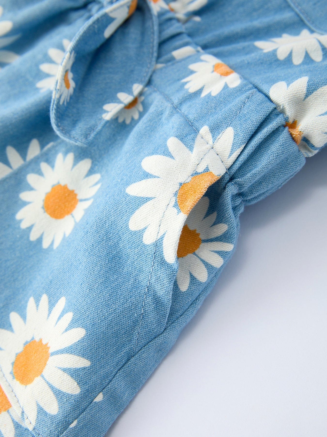 Spring Daisy Print Girls Blue Jumpsuit - Image 5