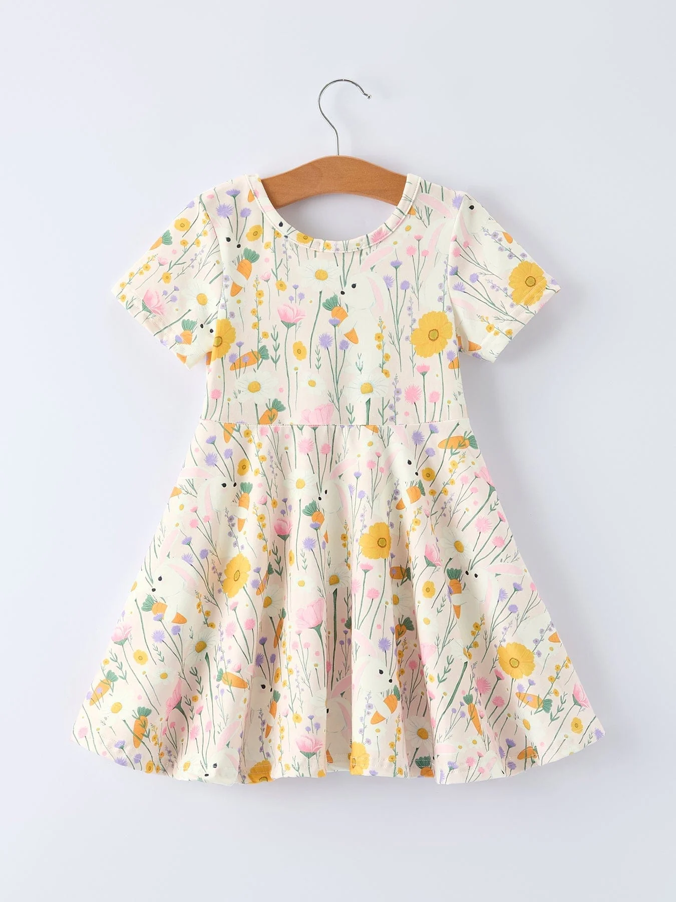 Spring Easter Bunny Yellow Floral Girls Dress - Image 2