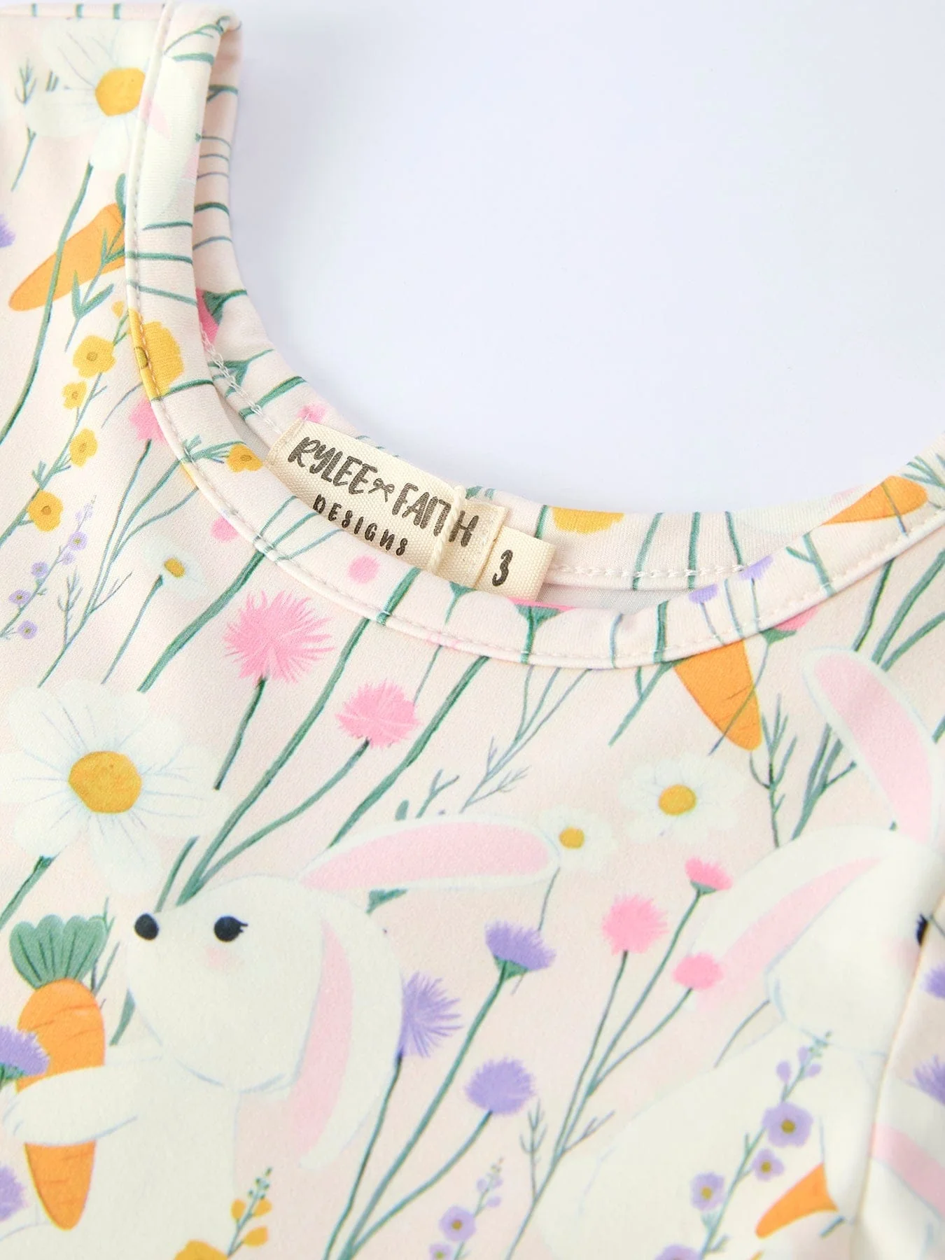 Spring Easter Bunny Yellow Floral Girls Dress - Image 3