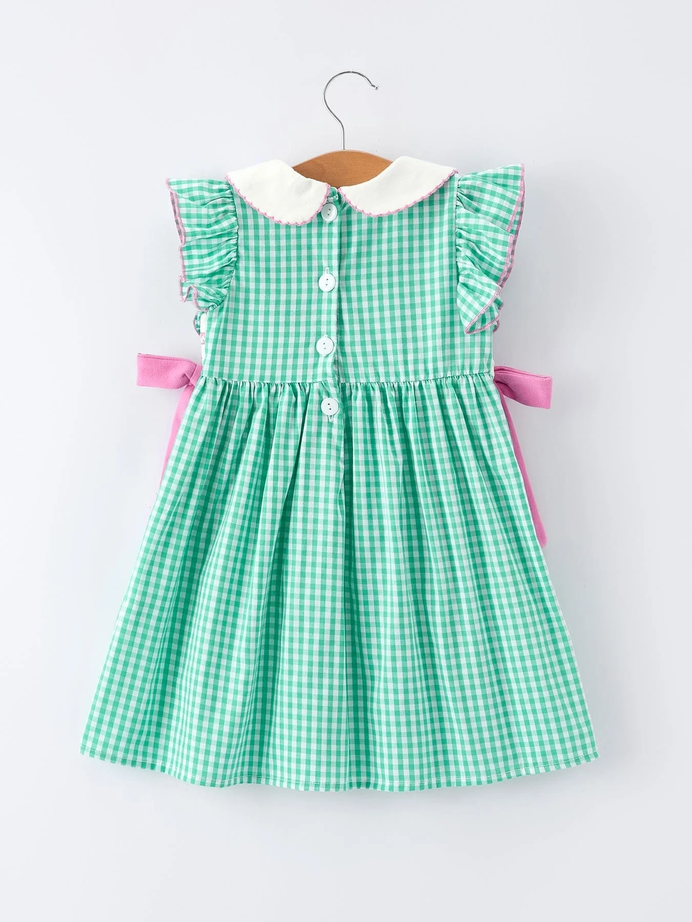 Spring Gingham Bow Ruffle Smocked Pickle Ball Girl Dress - Image 2