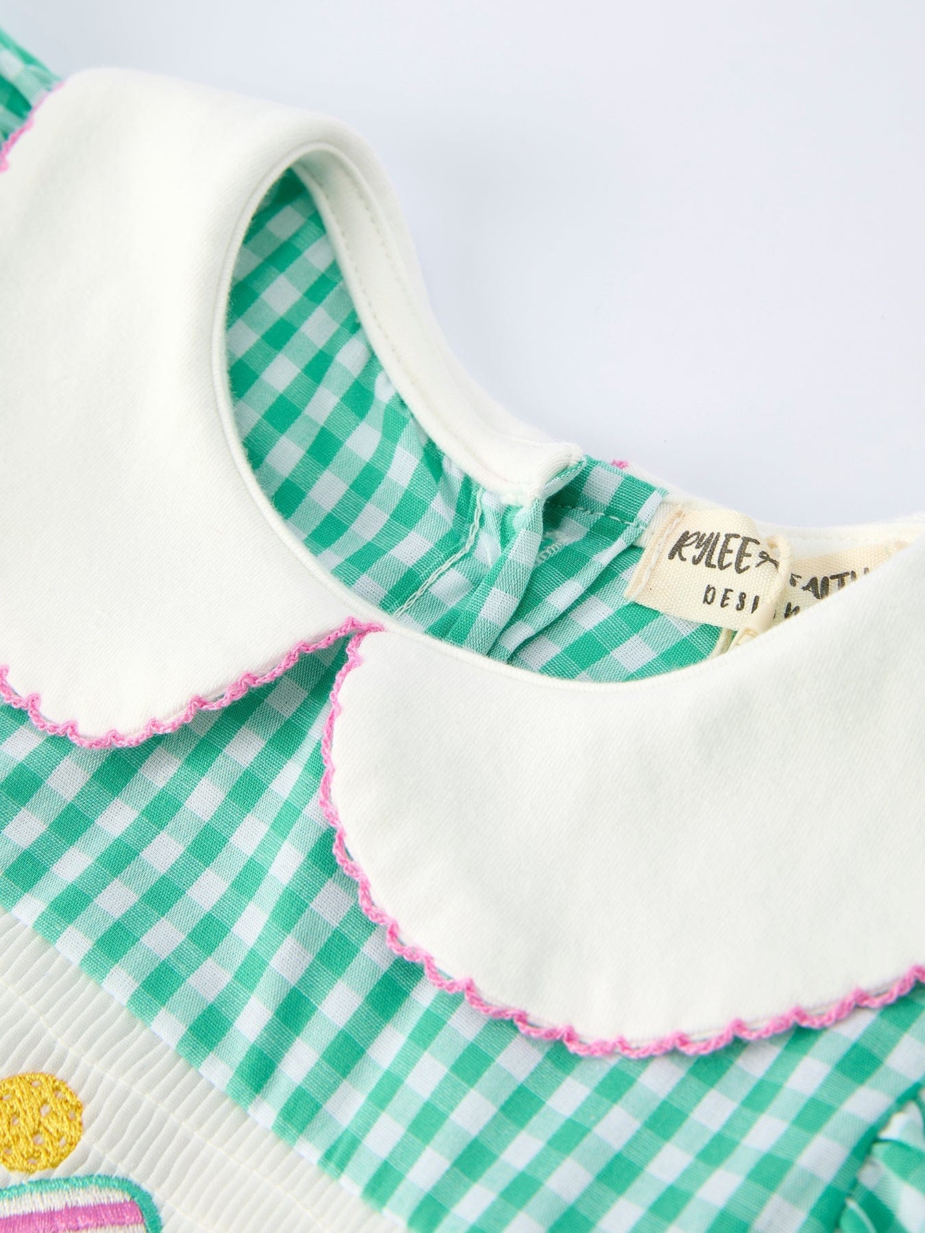Spring Gingham Bow Ruffle Smocked Pickle Ball Girl Dress - Image 3