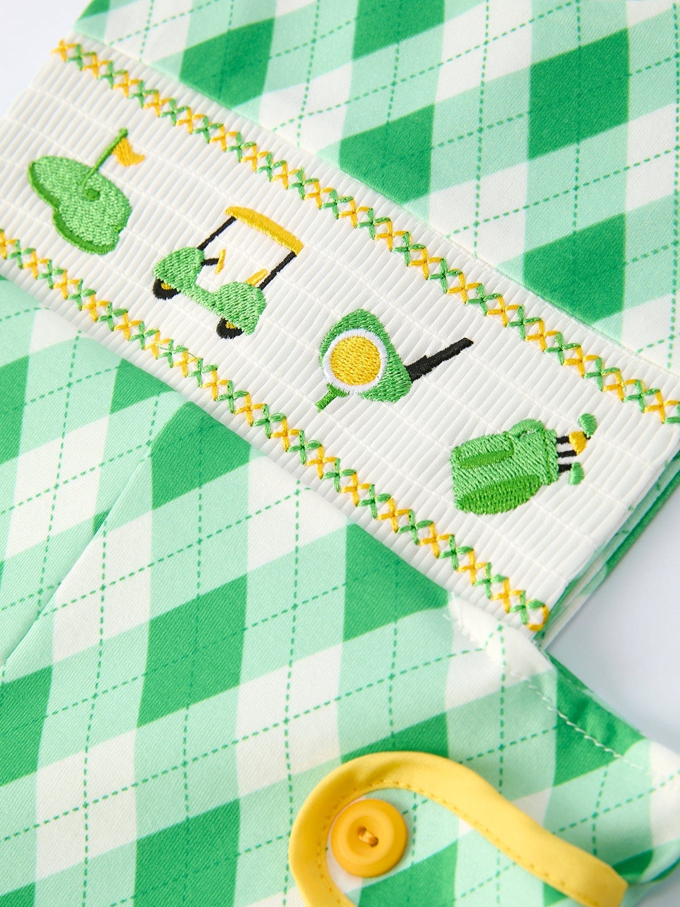 Spring Golf Embroidered Baby Boys Smocked Romper - Image 4