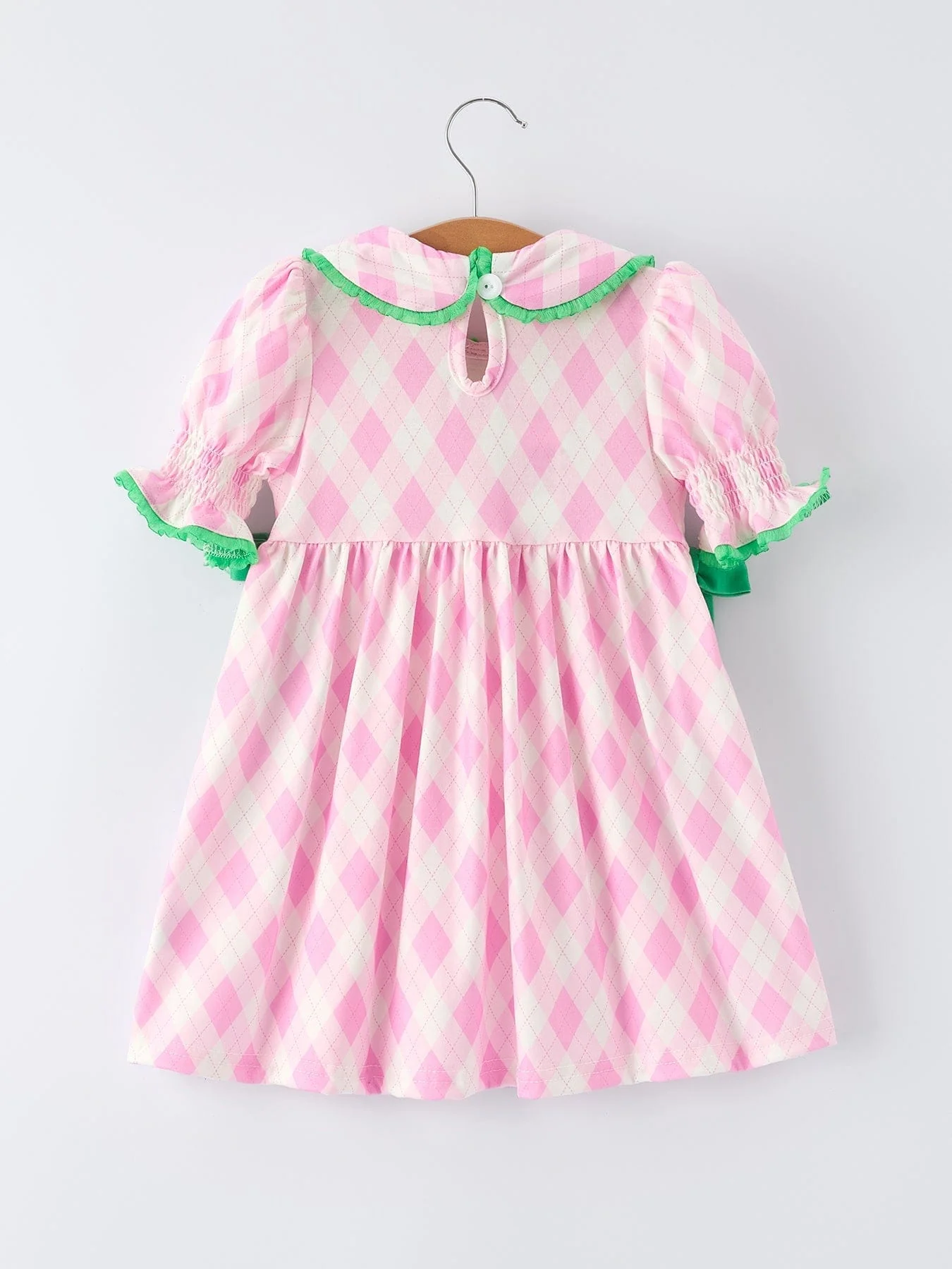 Spring Golf Embroidered Girls Smocked Bow Dress - Image 2
