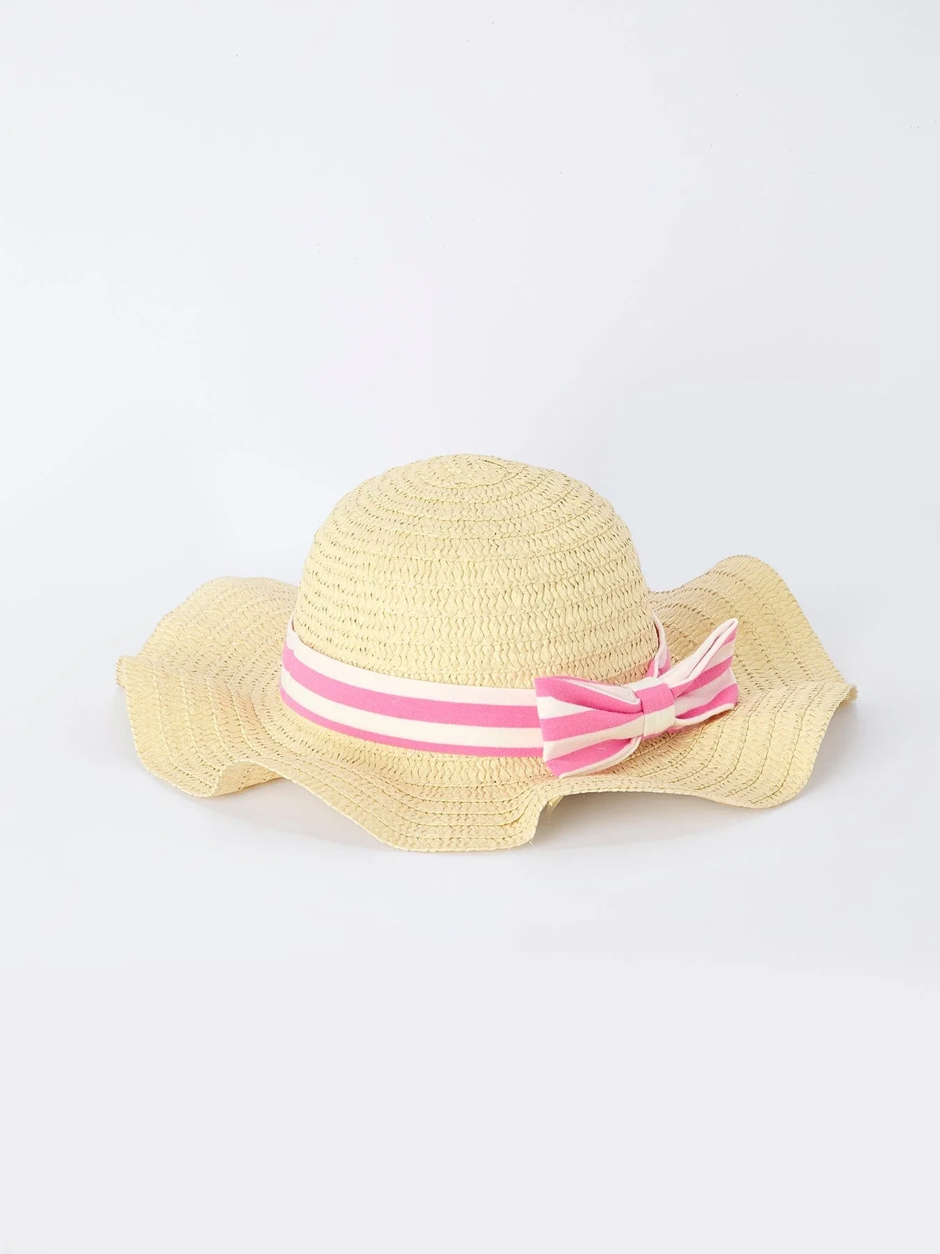 Spring Pink Striped Ruffled Girls' Dress with Hat - Image 7