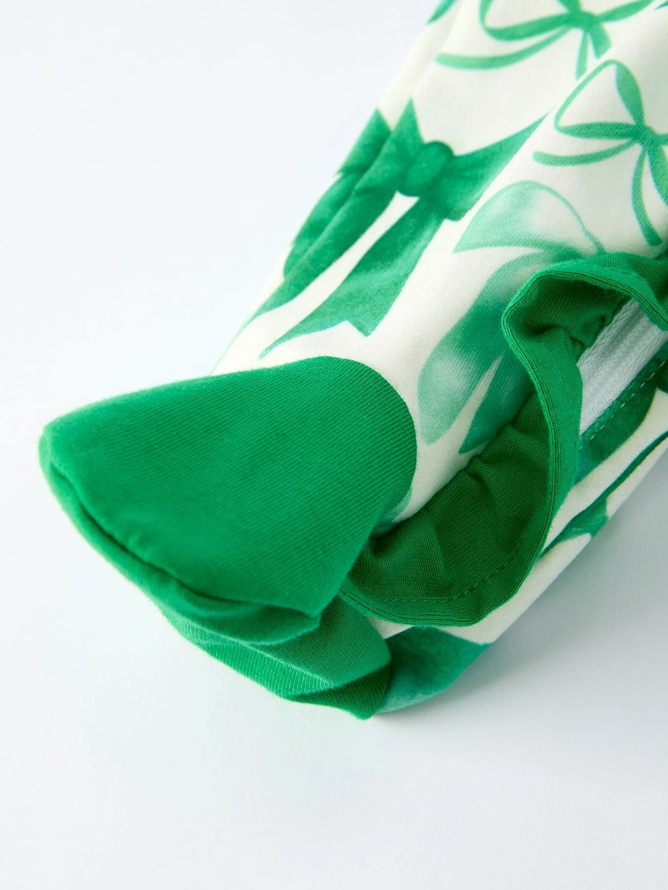 St. Patrick's Day Bow Print Long Sleeves Baby Girls Romper - Image 3