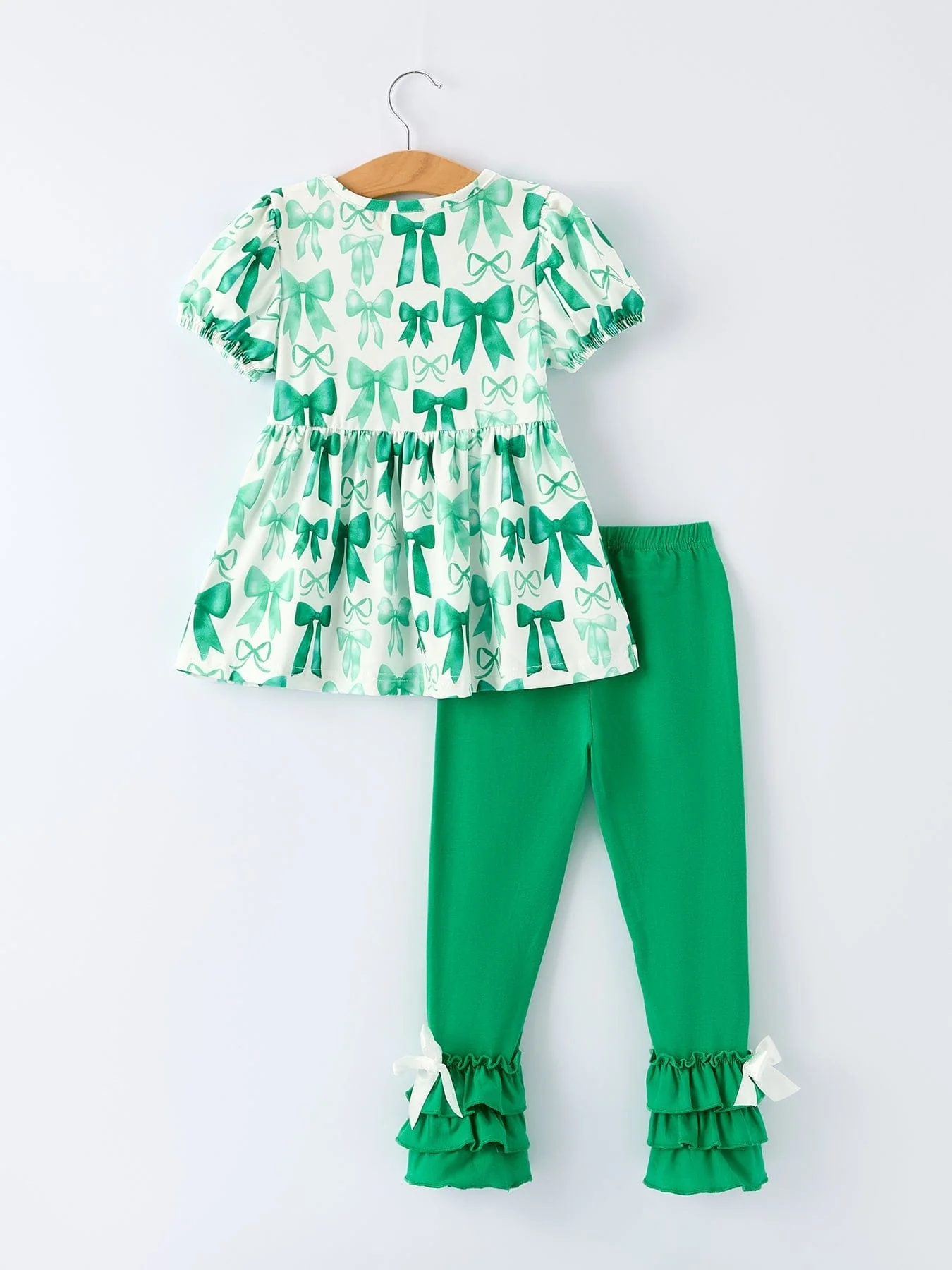St. Patrick's Day Bow Top and Ruffled Leggings Girls Set - Image 8