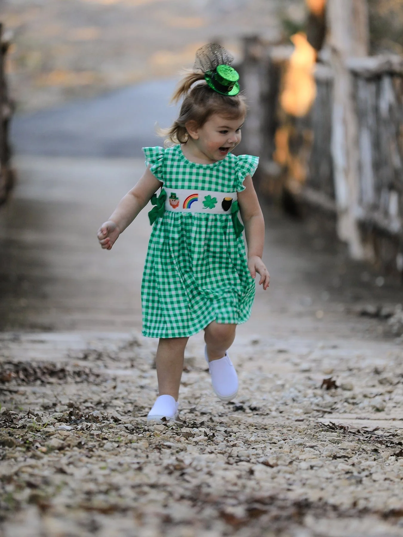 St. Patrick's Day Girls Shamrock Smocking Embroidery Dress - Image 2