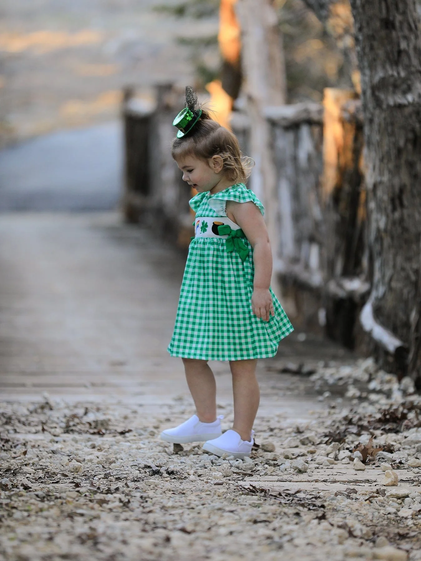 St. Patrick's Day Girls Shamrock Smocking Embroidery Dress - Image 3