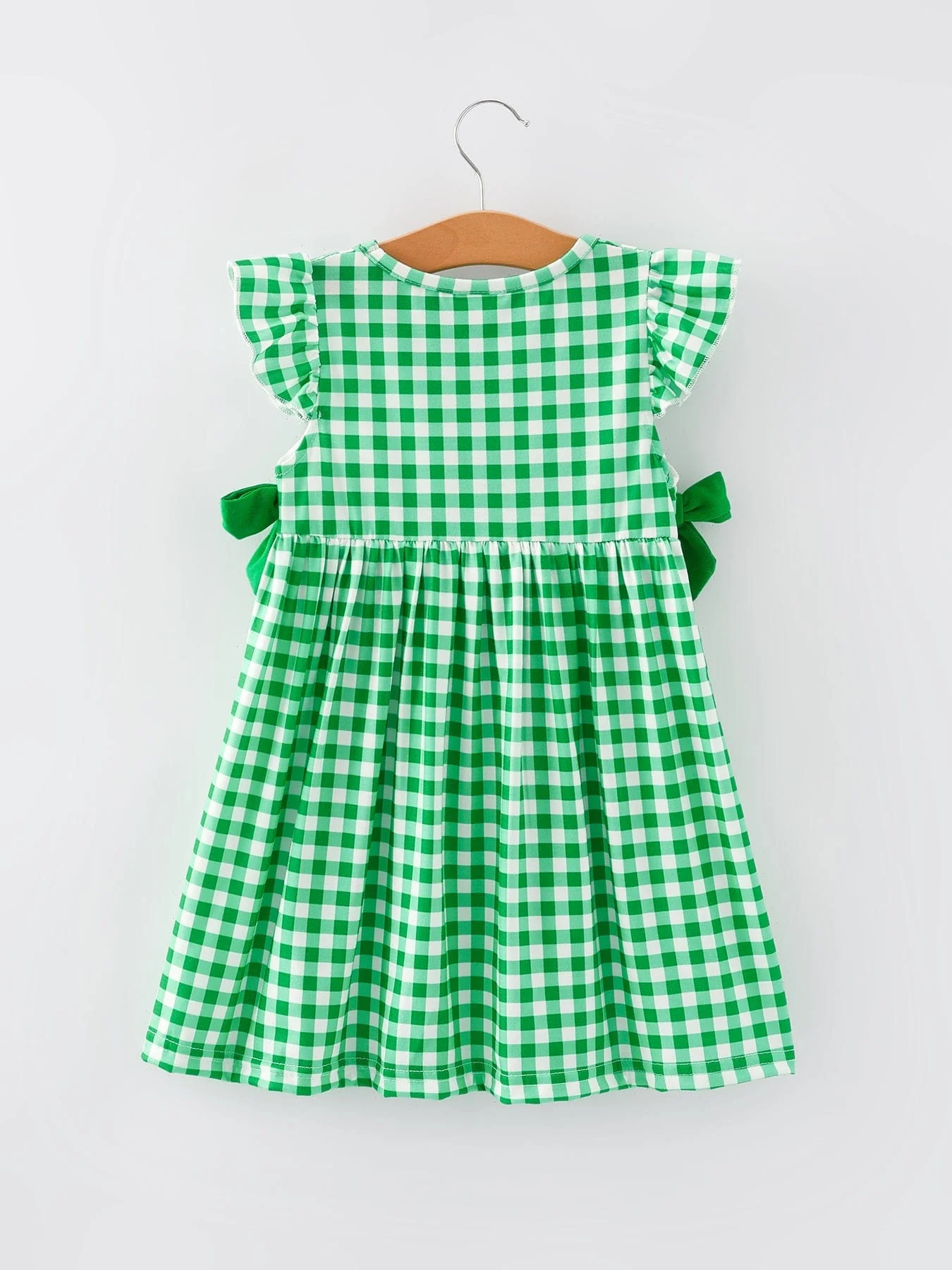 St. Patrick's Day Girls Shamrock Smocking Embroidery Dress - Image 5