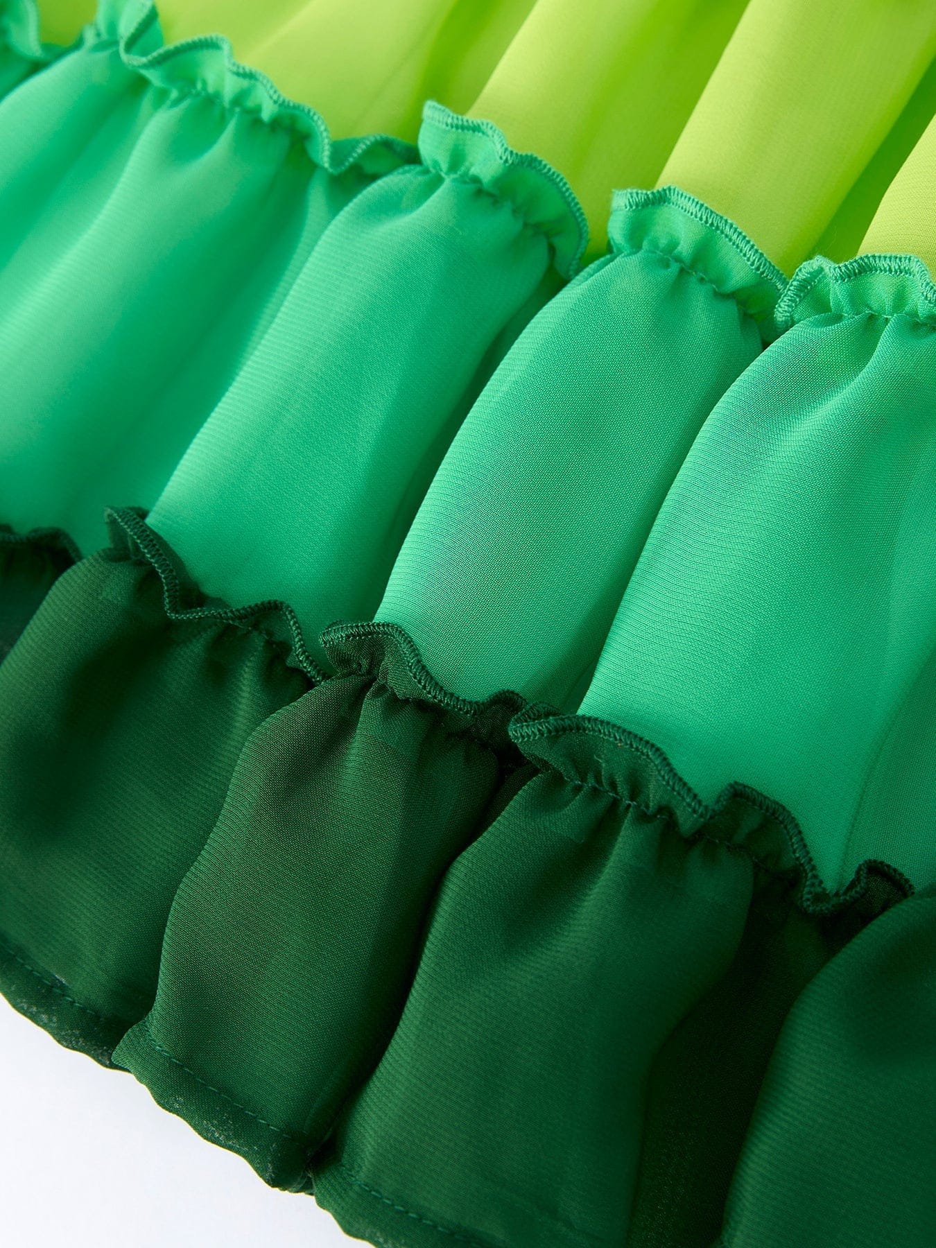 St. Patrick's Day Ombre Ruffle Dress for Girls - Green Gradient Layers - Image 5