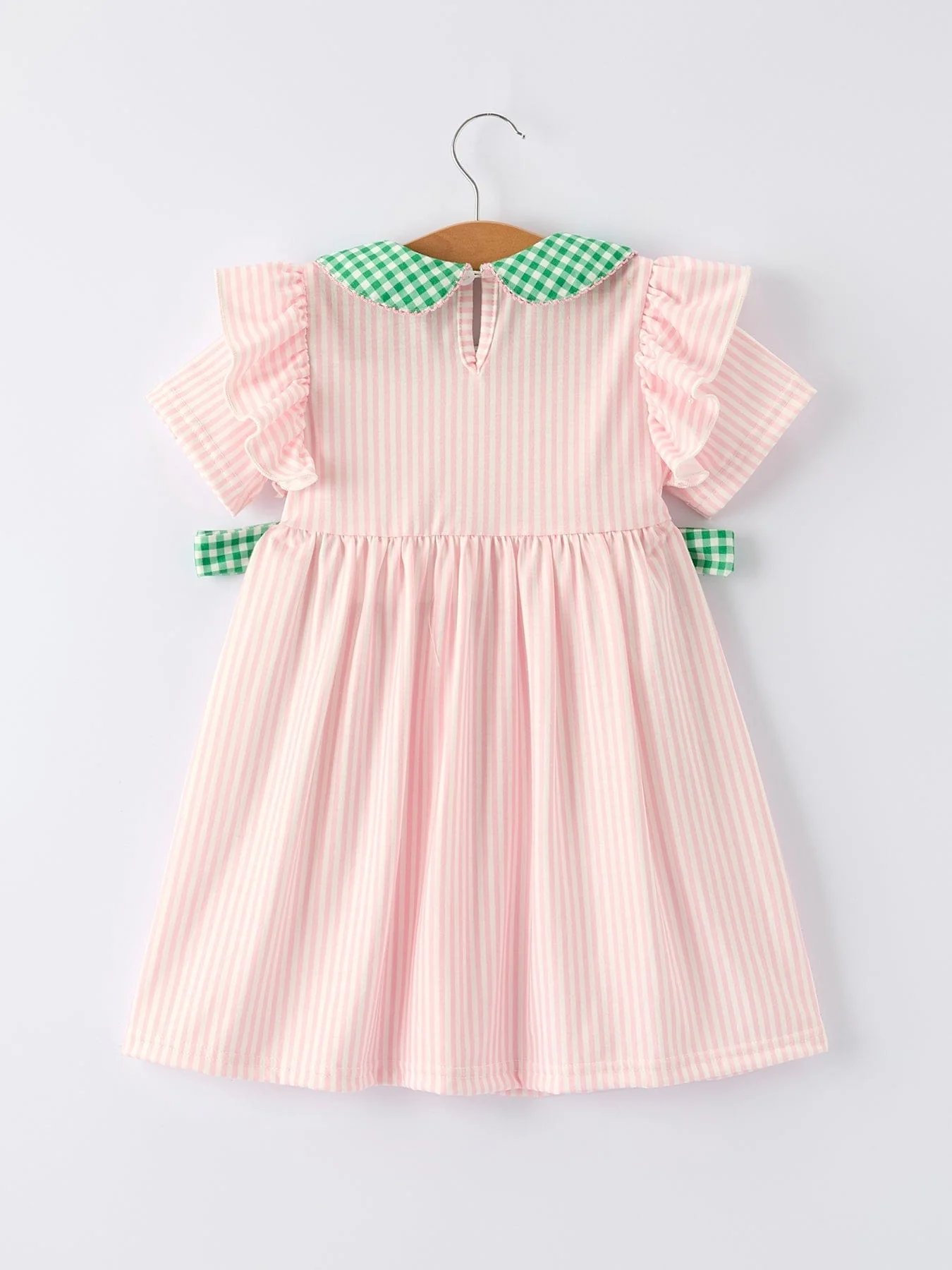 St. Patrick's Day Shamrock Girls' Striped Plaid Dress - Image 2