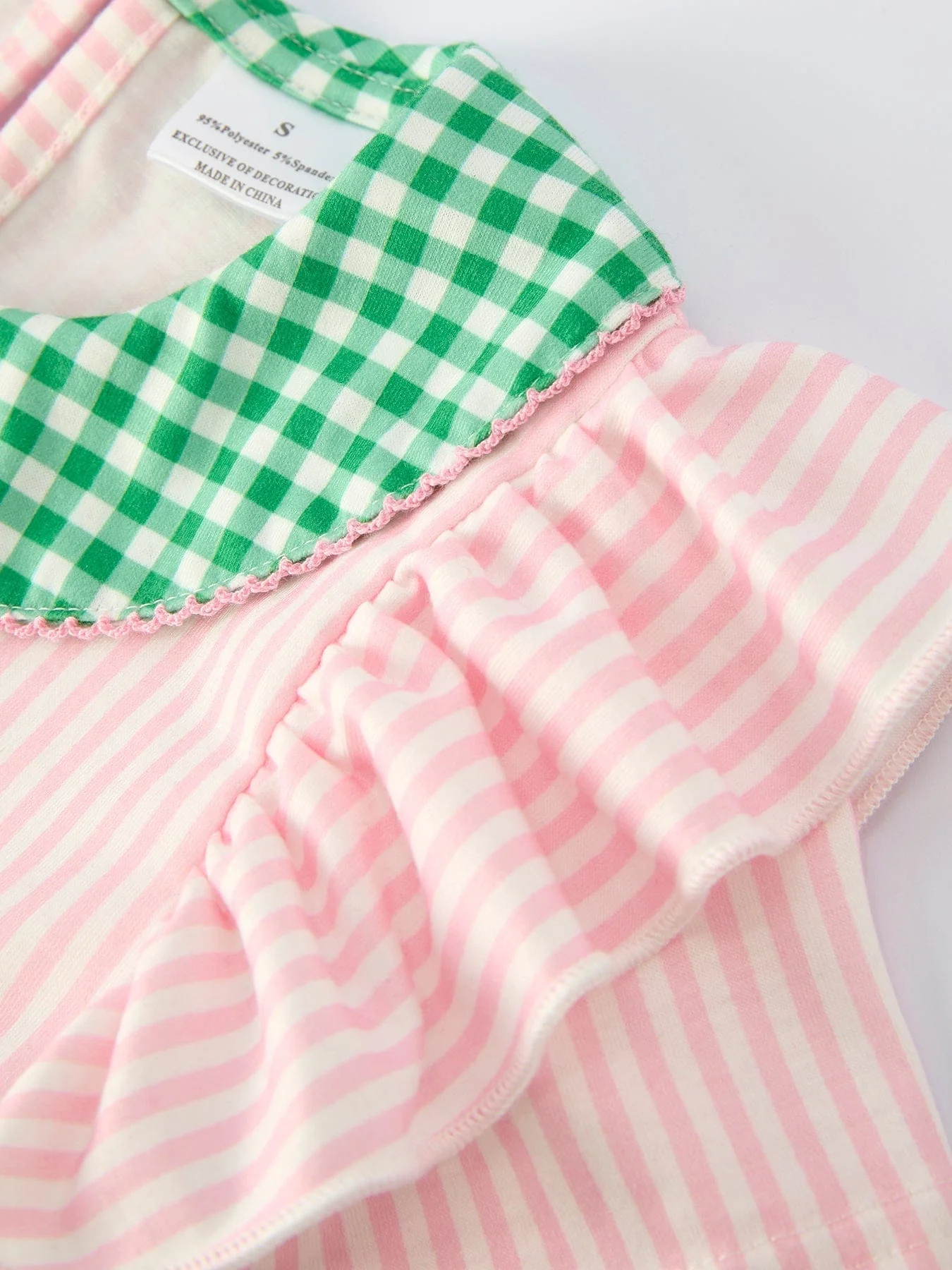St. Patrick's Day Shamrock Girls' Striped Plaid Dress - Image 3