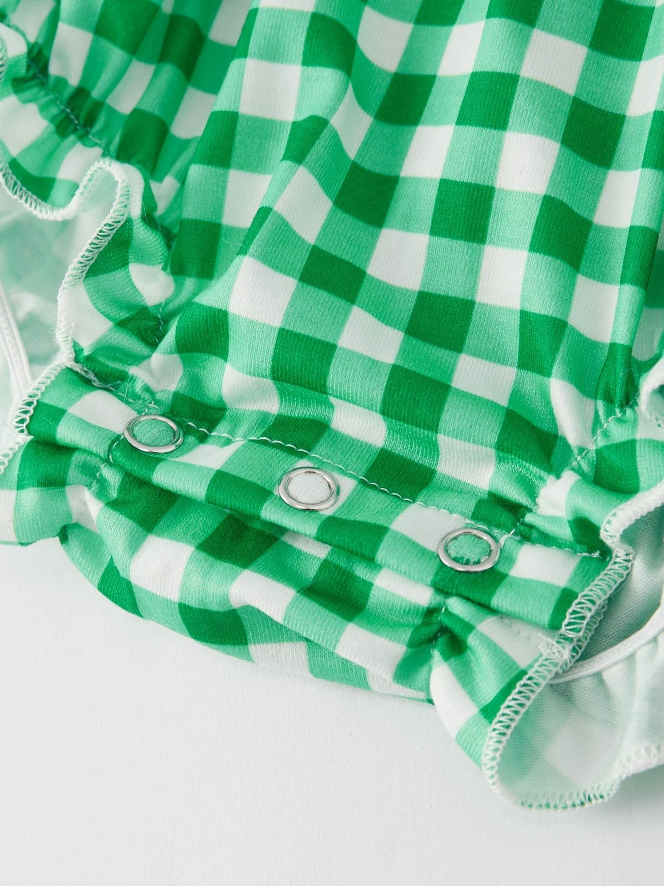 St. Patrick's Day Shamrock Smocking Embroidered Plaid Baby Girls Romper - Image 8