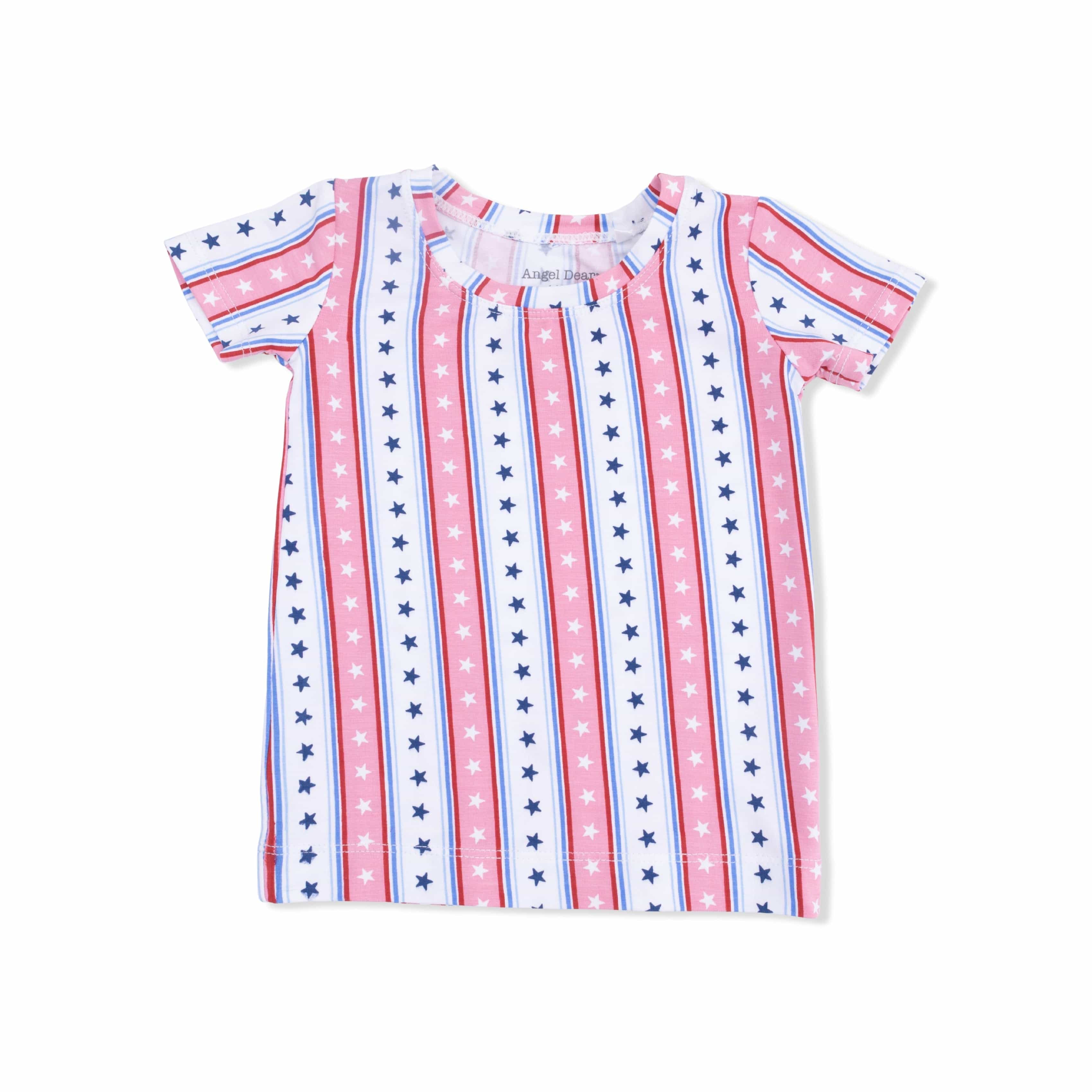 Short Sleeve Pajama Set with Shorts - Stars and Stripes - Image 2