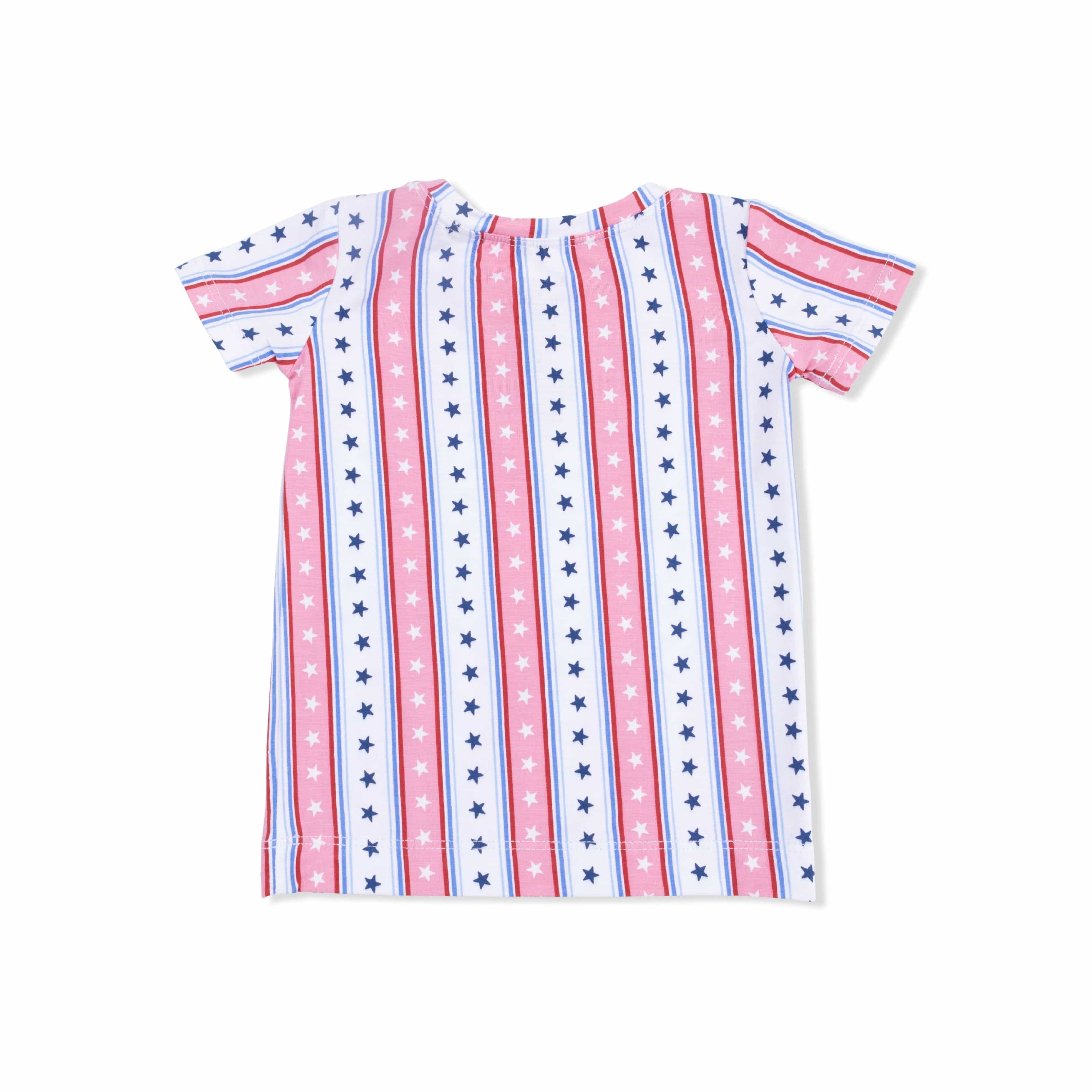 Short Sleeve Pajama Set with Shorts - Stars and Stripes - Image 3