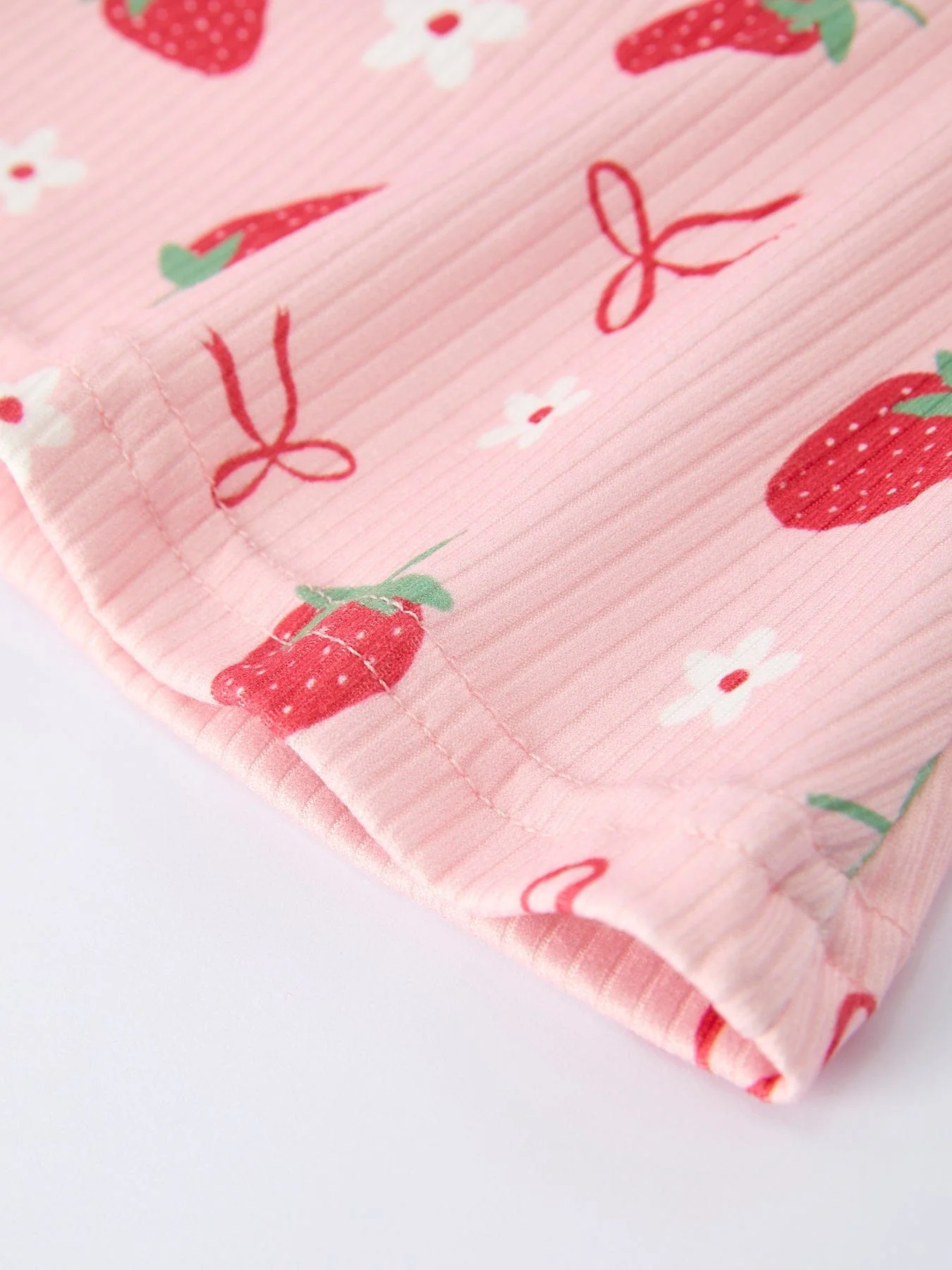 Strawberry Bow Girls Ruffle Top and Bell Bottoms Set - Image 4