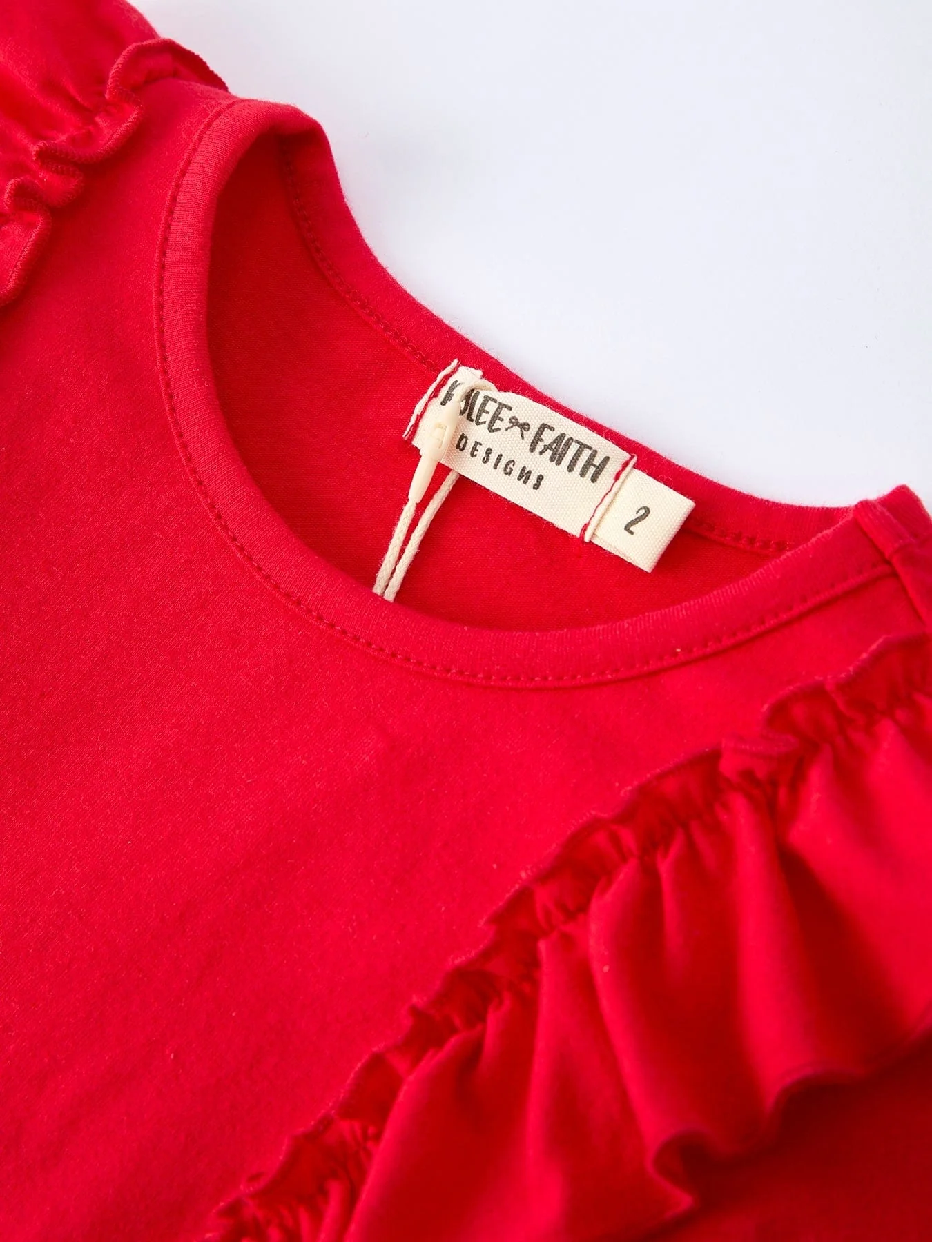 Strawberry Bow Girls Ruffle Top and Bell Bottoms Set - Image 5