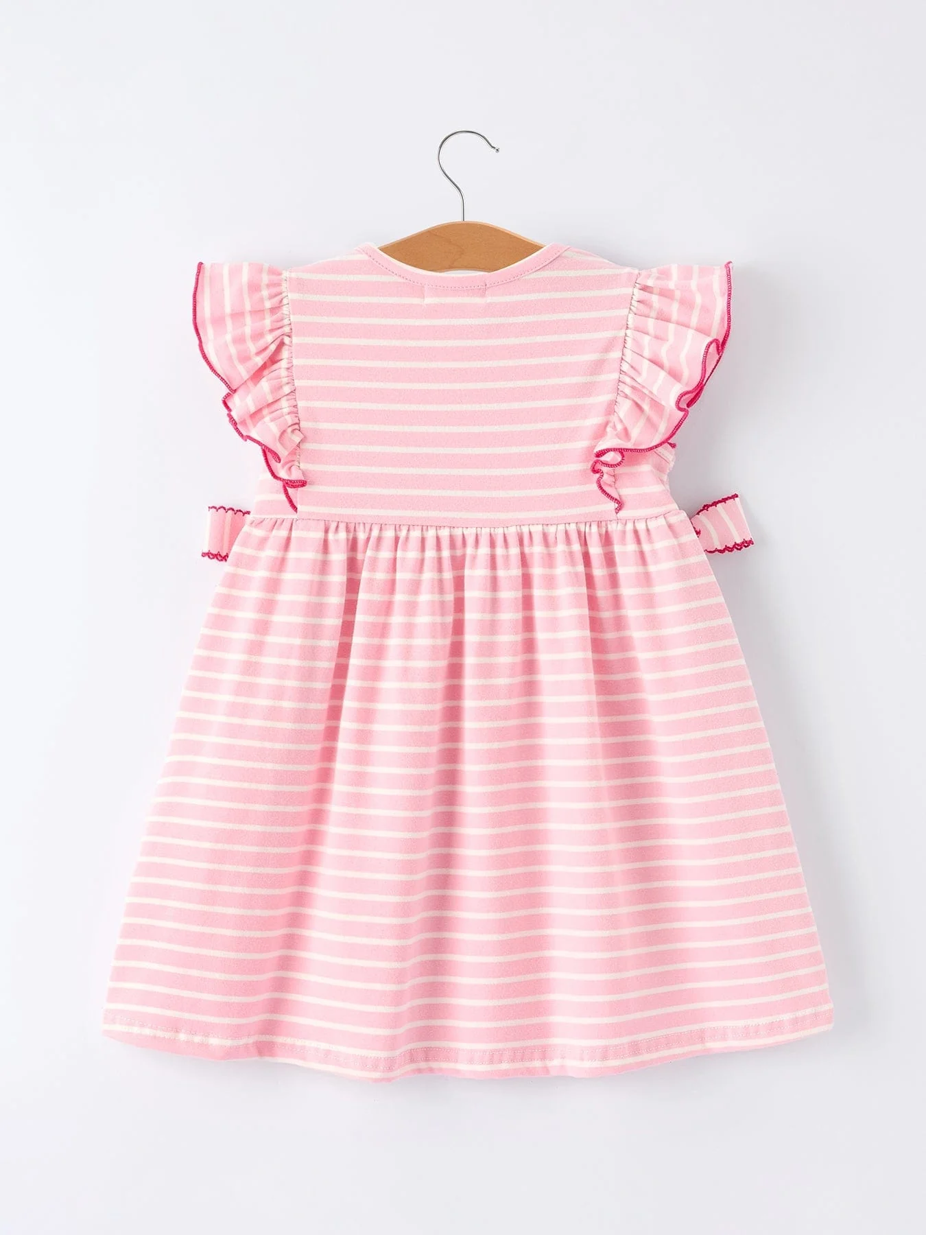 Strawberry Embroidery Pink Stripe Girl Smocked Dress - Image 2