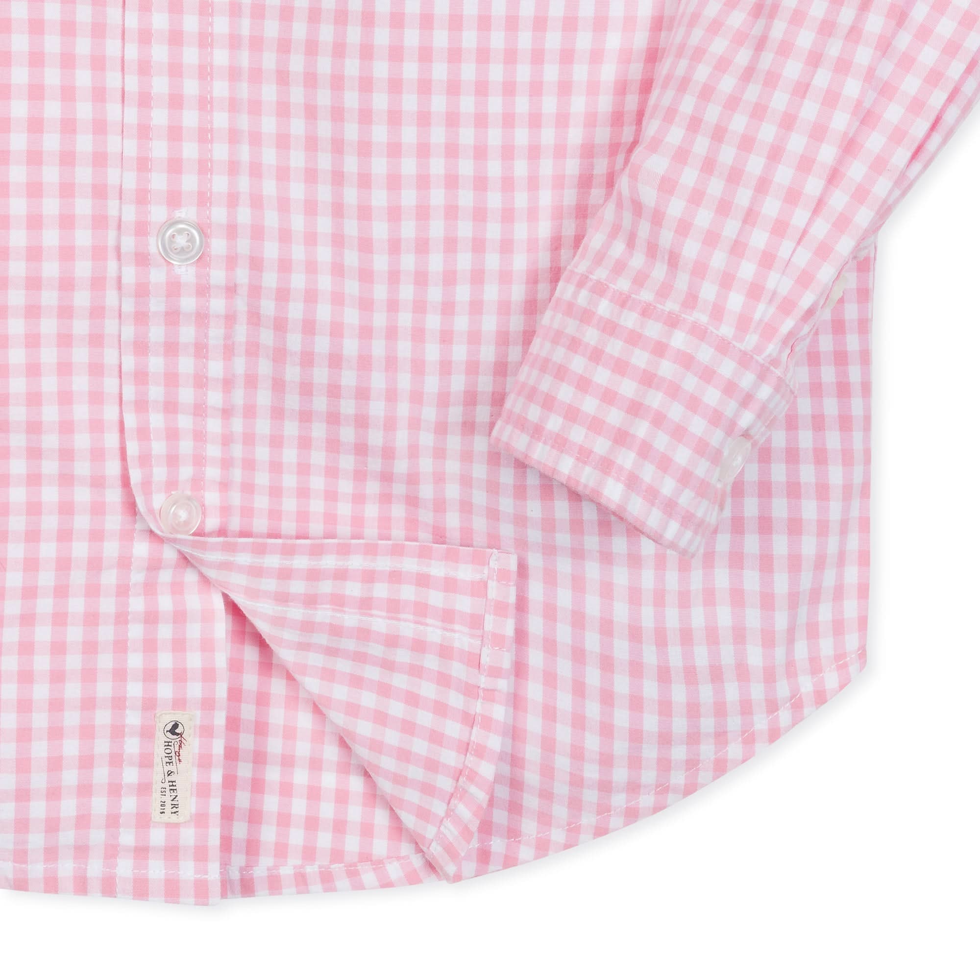 Stretch Organic Poplin Button Down Shirt - Classic Pink Gingham - Image 4