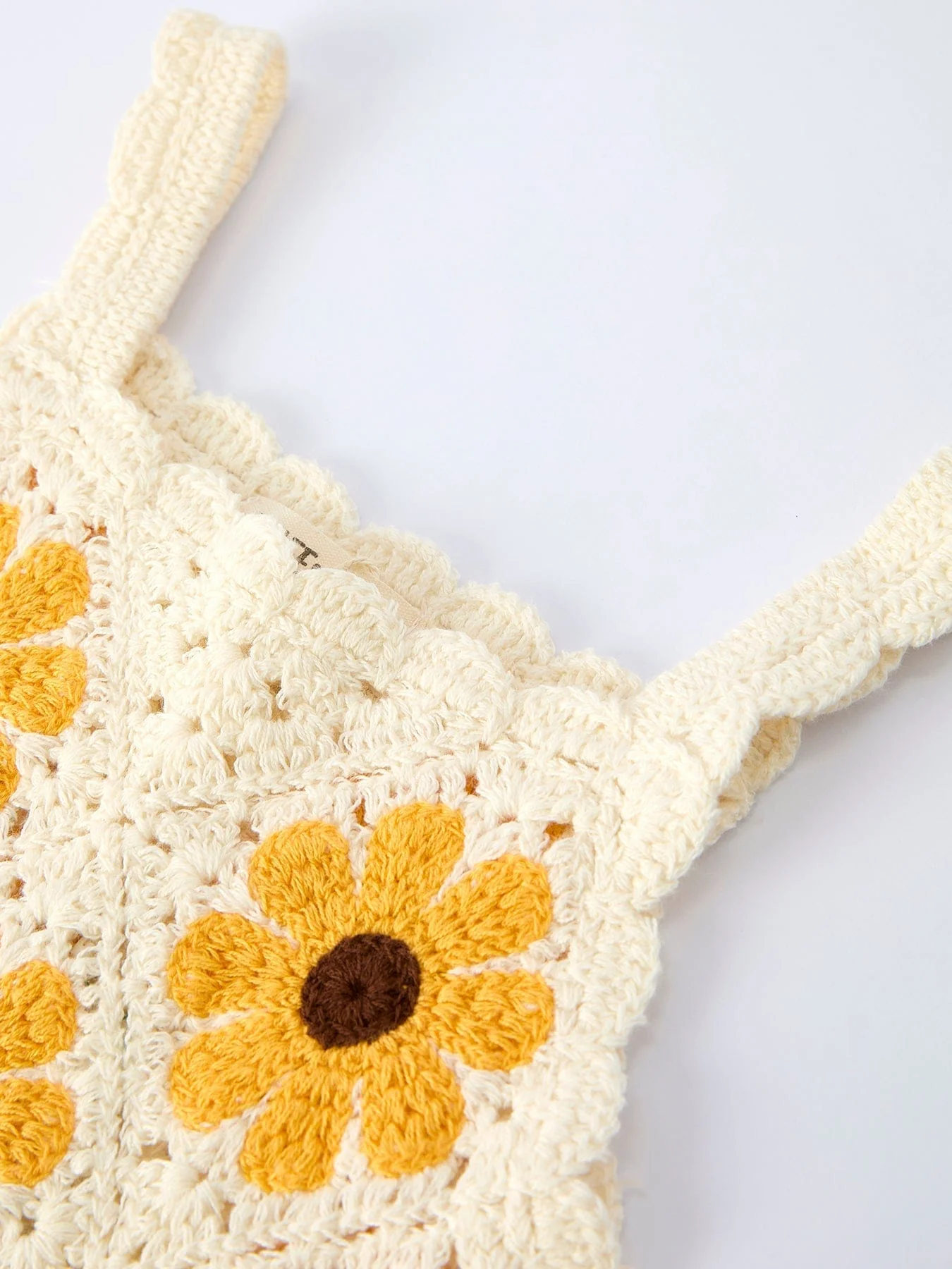 Summer Crochet Sunflower Girl Dress with Headscarf - Image 3