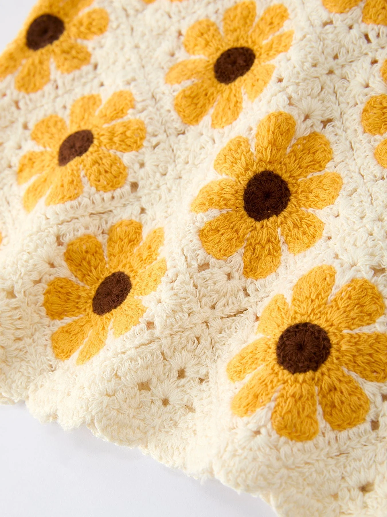 Summer Crochet Sunflower Girl Dress with Headscarf - Image 4