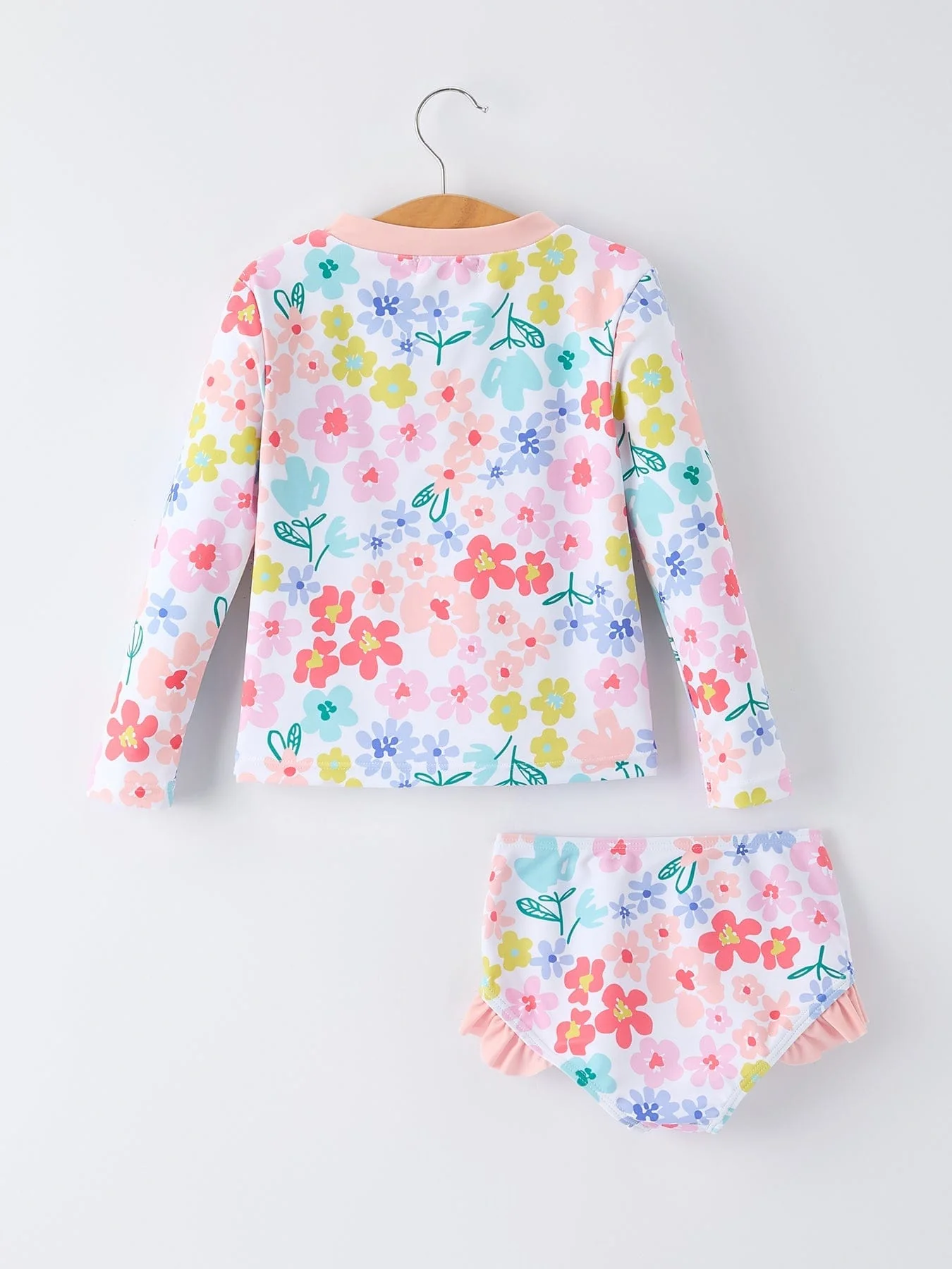 Summer Floral Girls Long Sleeve Swim Set - Image 2