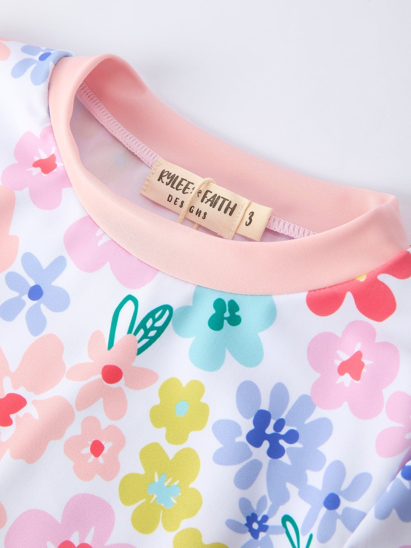 Summer Floral Girls Long Sleeve Swim Set - Image 3