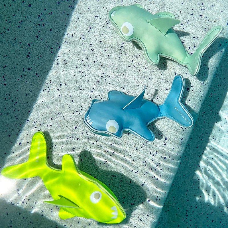 Dive Buddies (Set of 3) - Blue, Aqua, and Neon Yellow Salty the Shark - Image 3