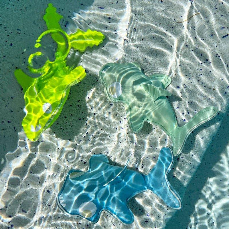 Dive Buddies (Set of 3) - Blue, Aqua, and Neon Yellow Salty the Shark - Image 4