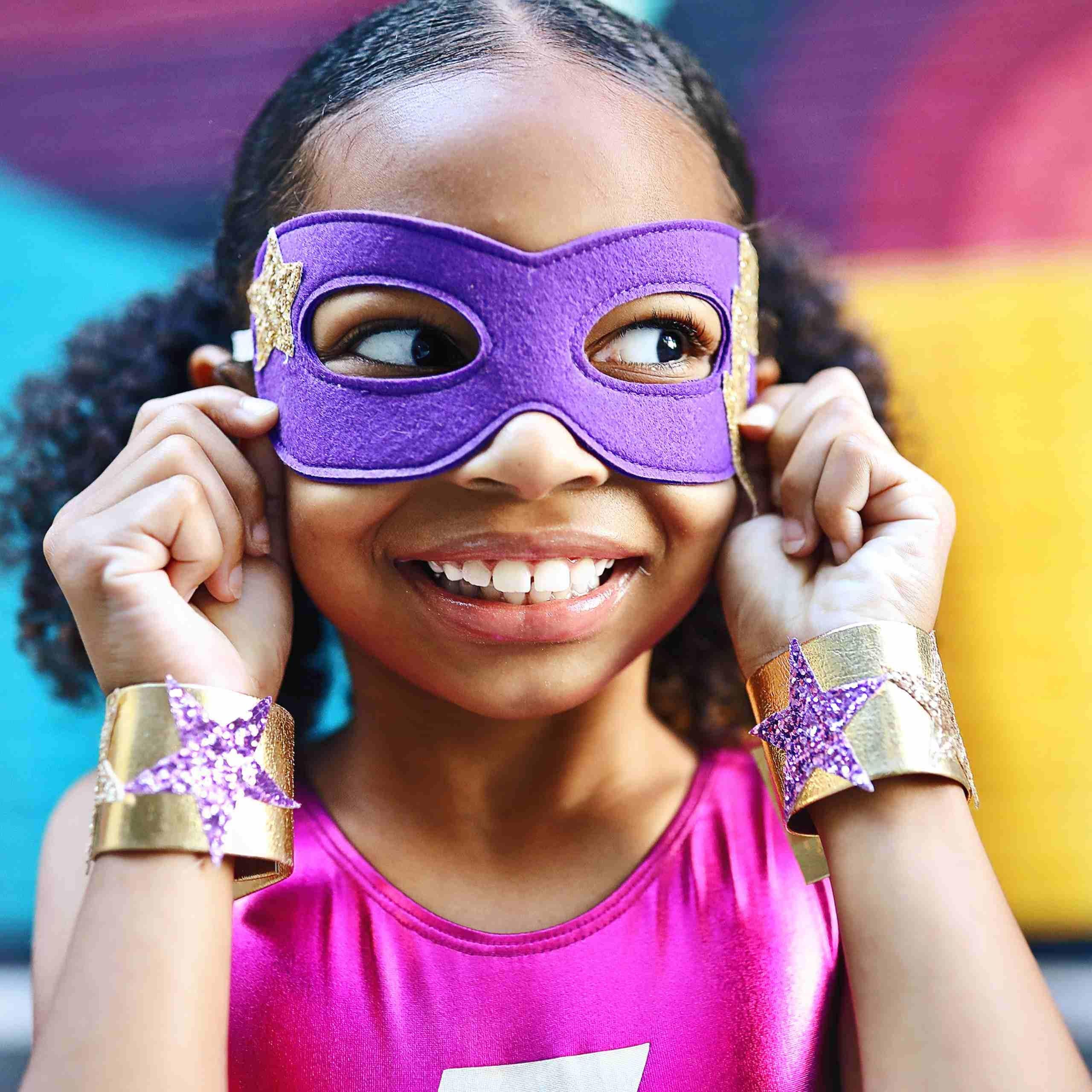 Superhero Mask and Cuff Set - Purple & Fuchsia - Image 2