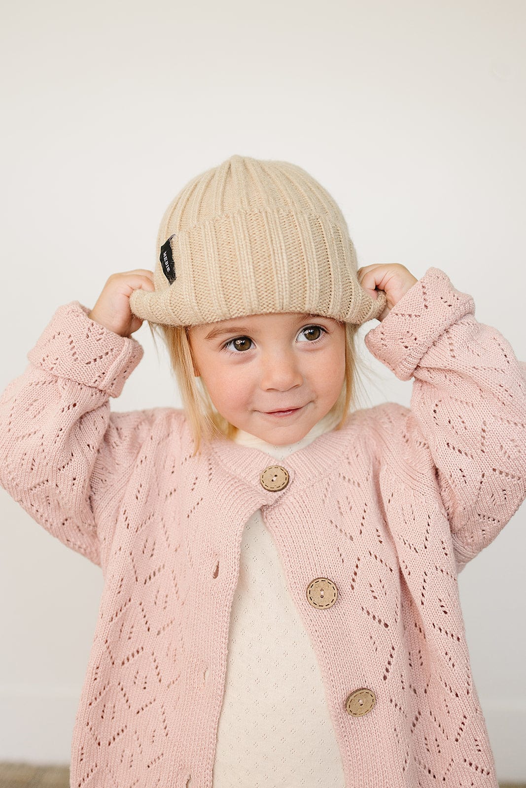 Tan Chunky Knit Beanie - Image 4