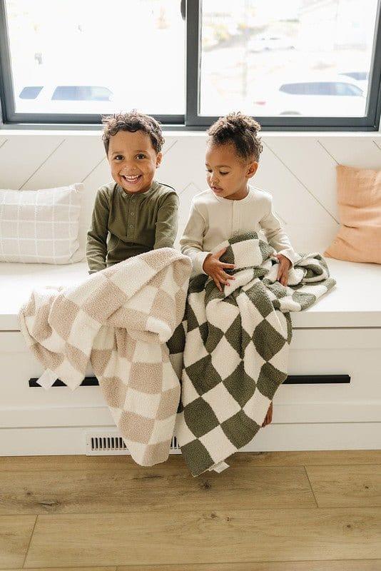 Plush Blanket - Taupe Checkered - Image 12