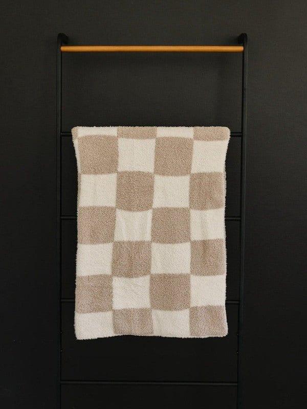Plush Blanket - Taupe Checkered - Image 2