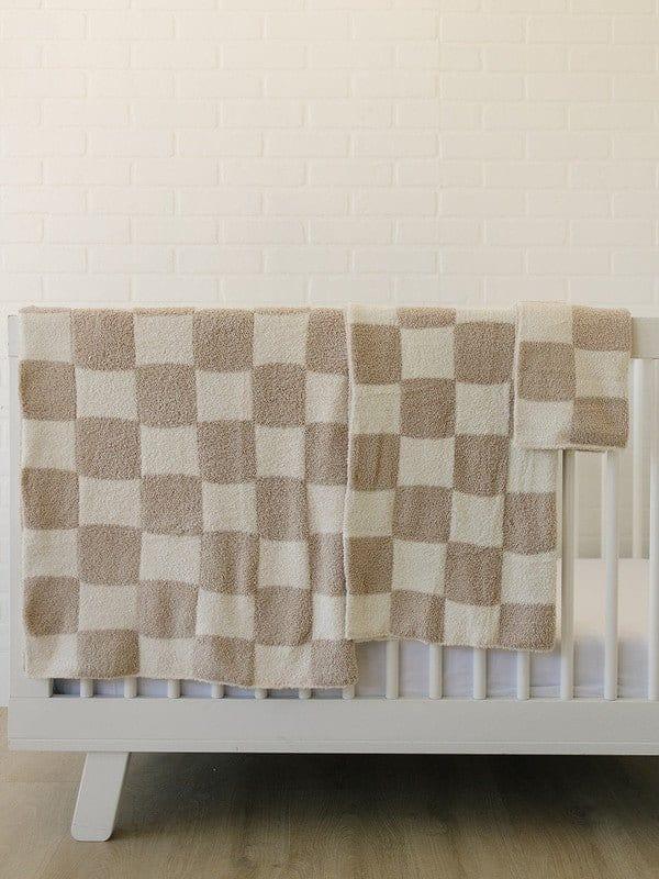 Plush Blanket - Taupe Checkered - Image 3