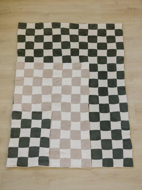 Plush Blanket - Taupe Checkered - Image 4