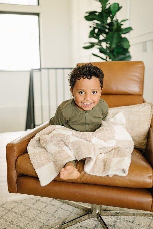 Plush Blanket - Taupe Checkered - Image 8