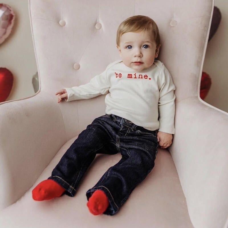 Long Sleeve Bodysuit, Be Mine - Natural - Image 2